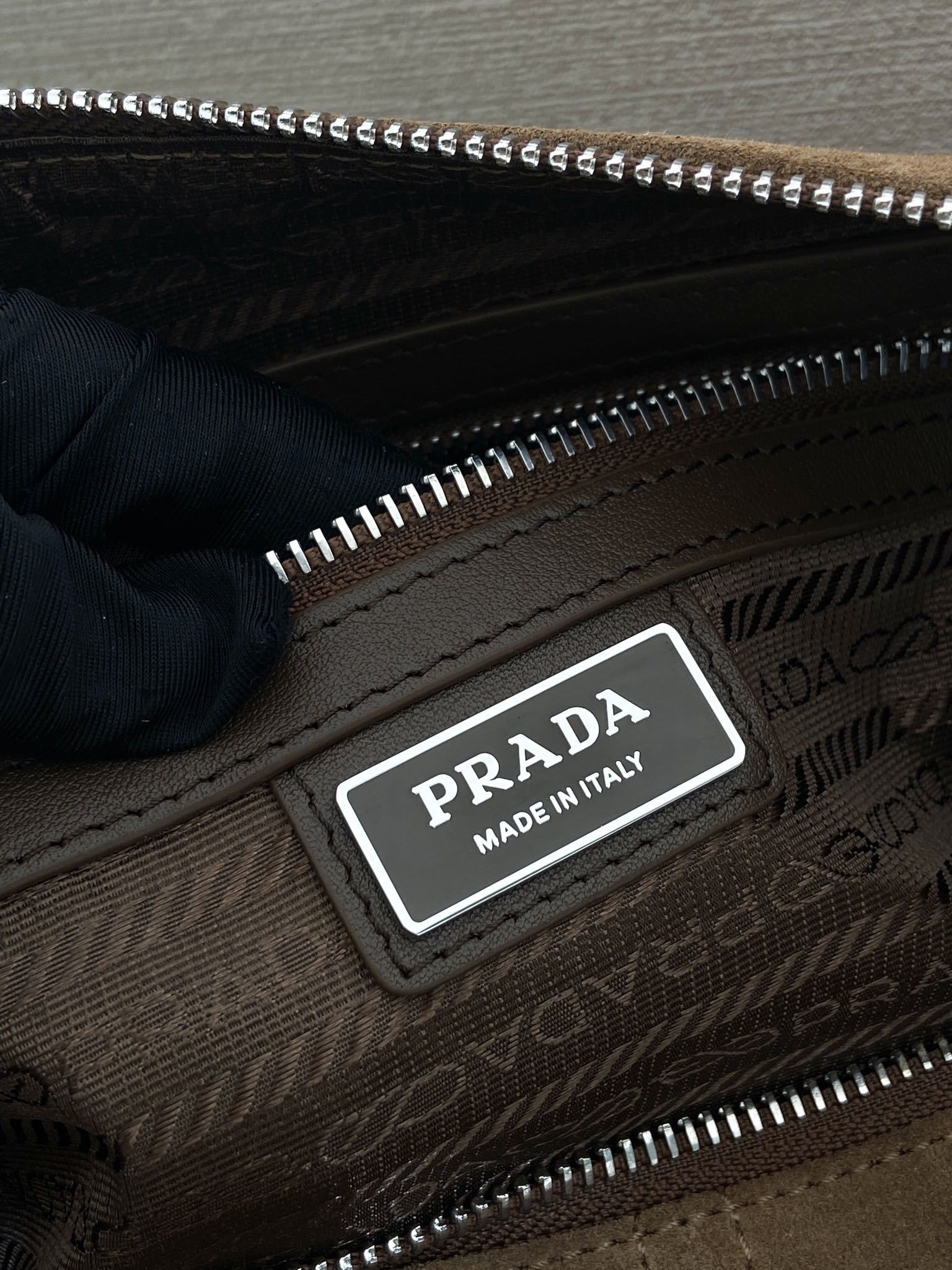 Prada suede shoulder bag
