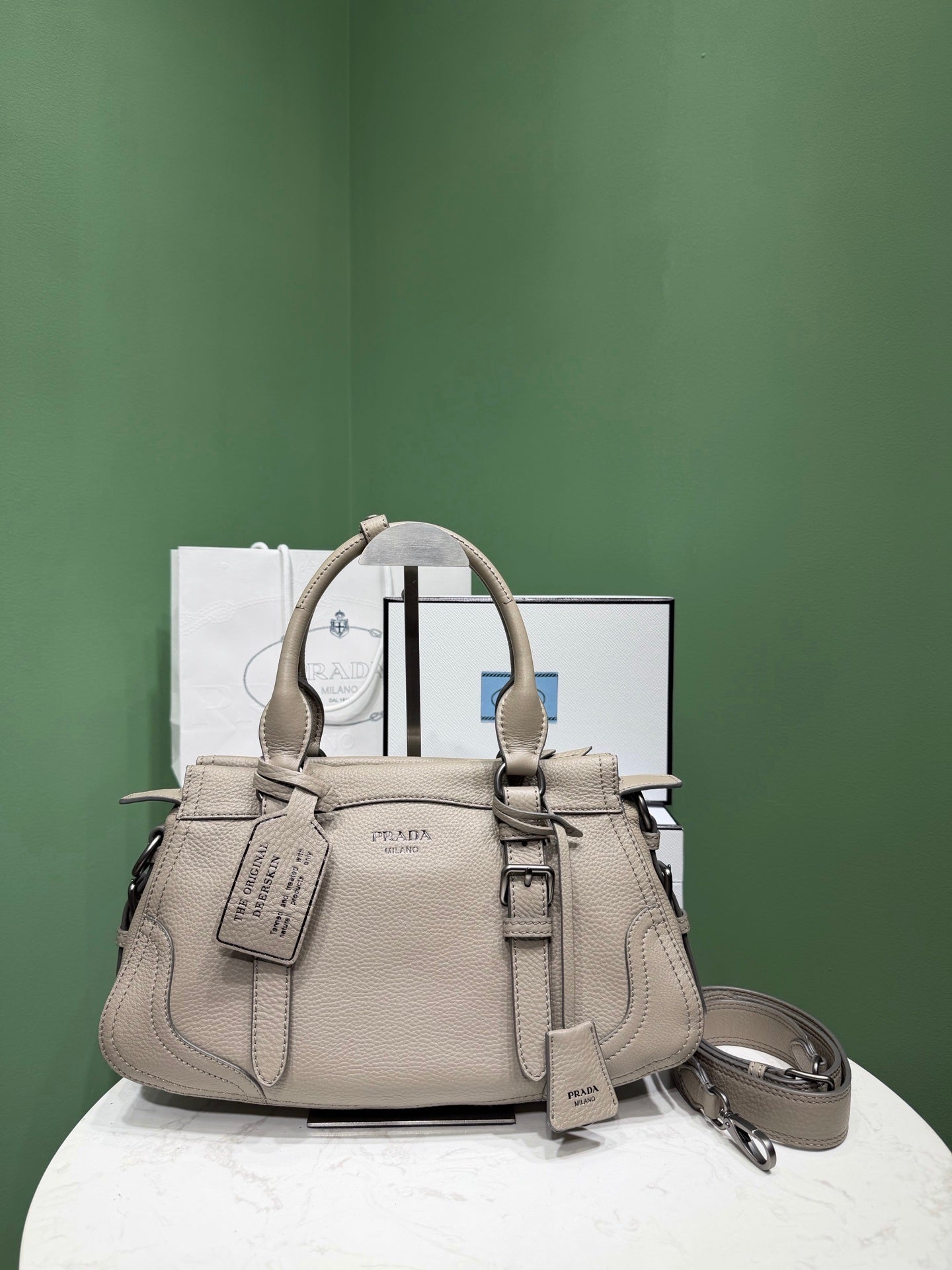 Prada large leather tote bag