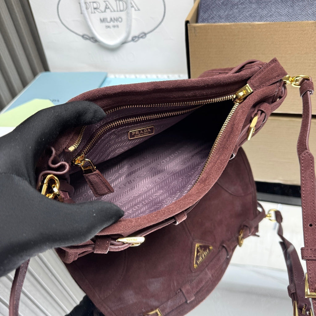 Prada Bonnie small suede shoulder bag
