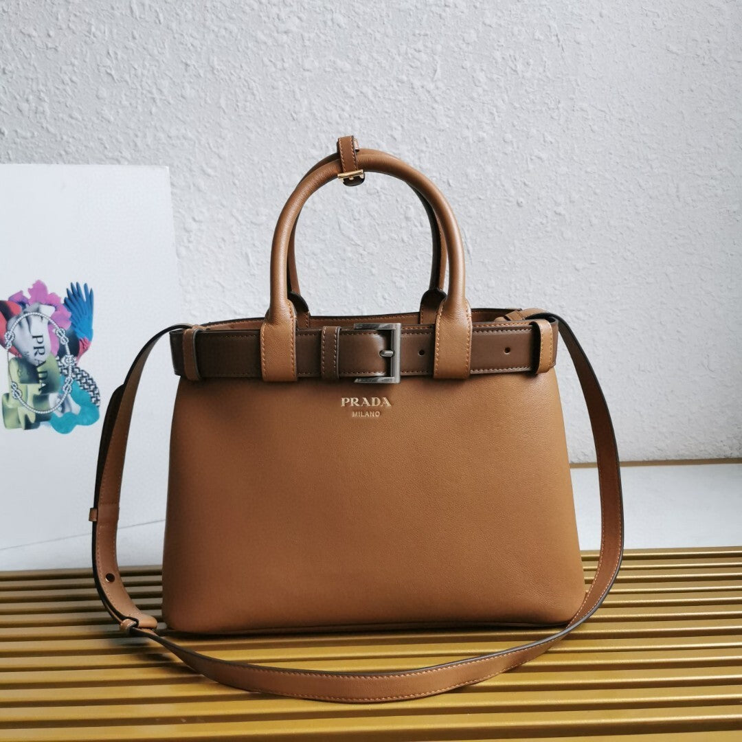 Prada Buckle small leather handbag with belt