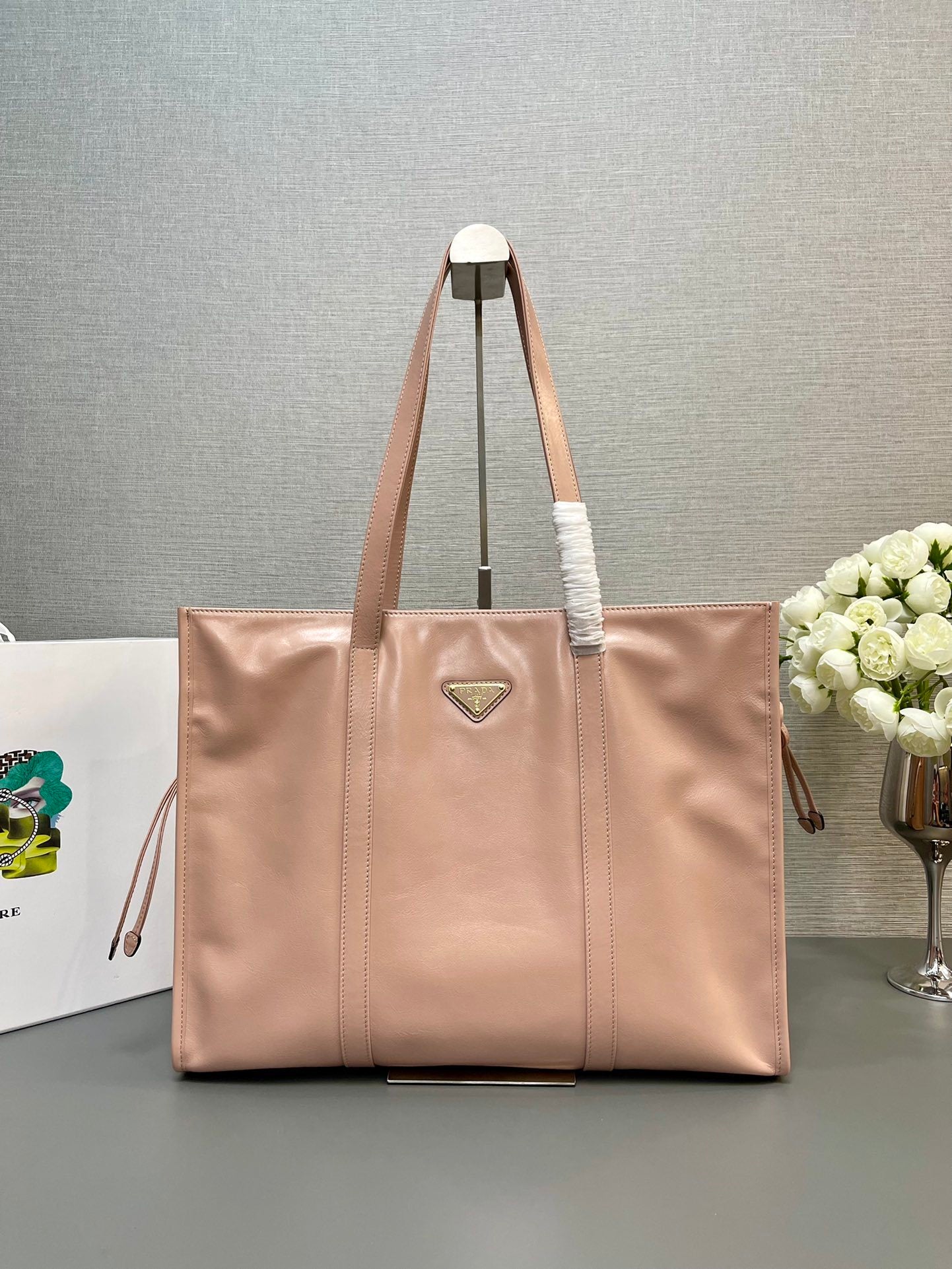 Prada large leather tote bag