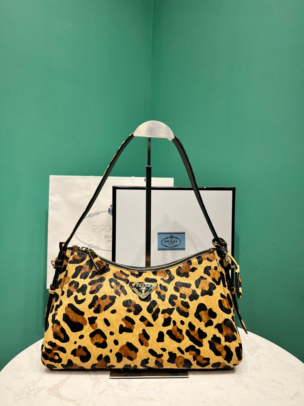 Prada Aimee medium printed leather shoulder bag