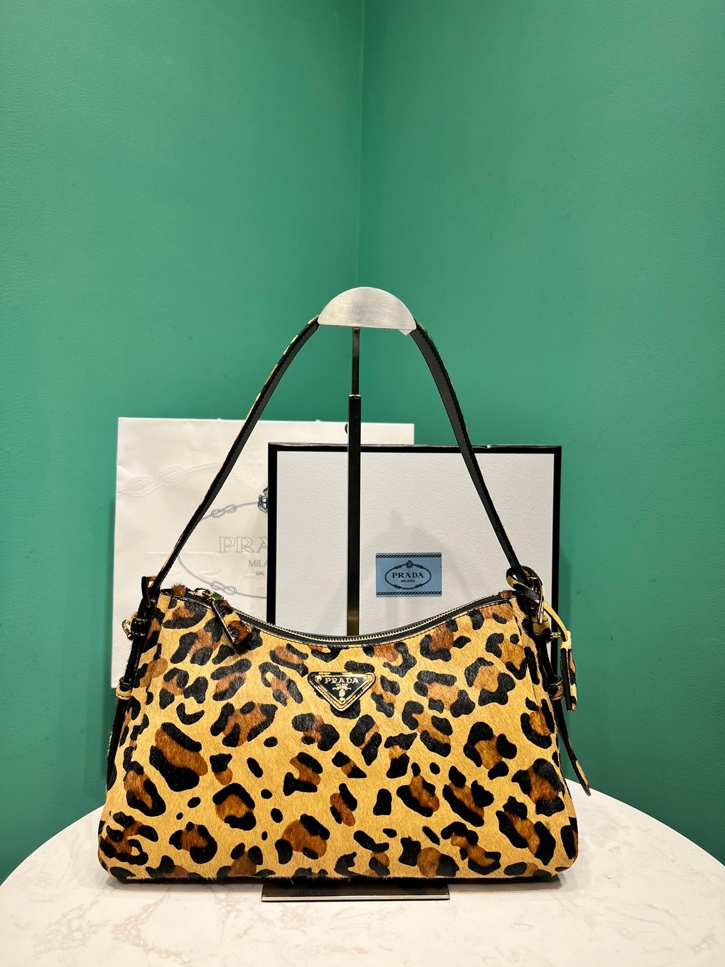 Prada Aimee medium printed leather shoulder bag