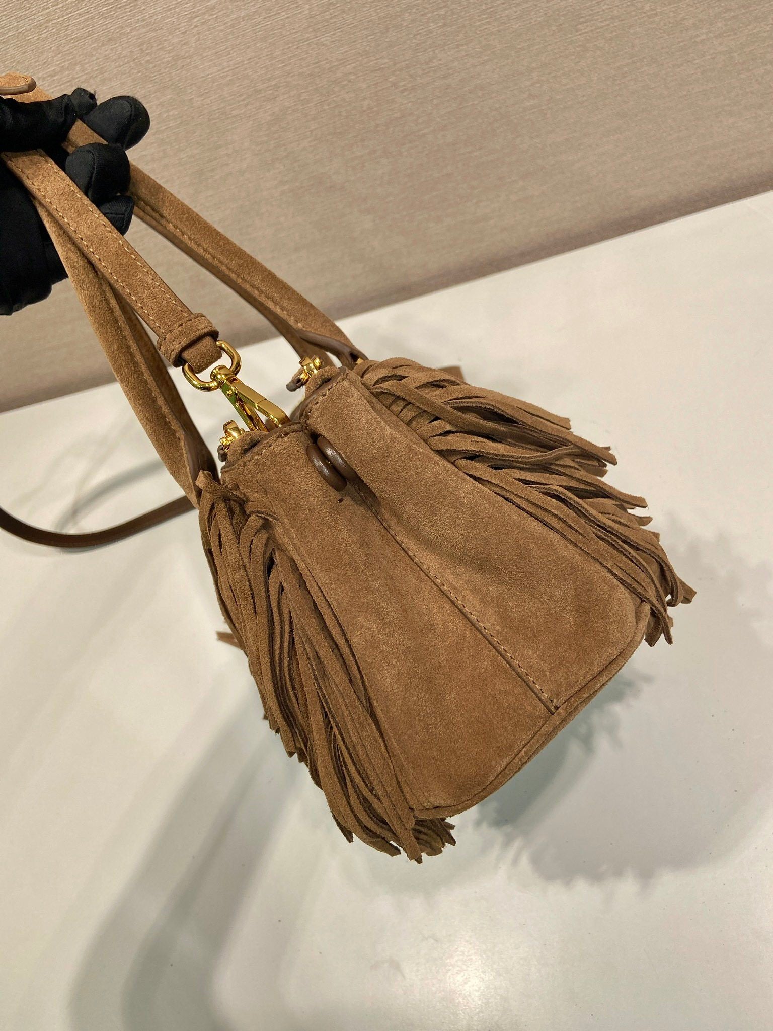 Prada Galleria medium suede bag with fringe