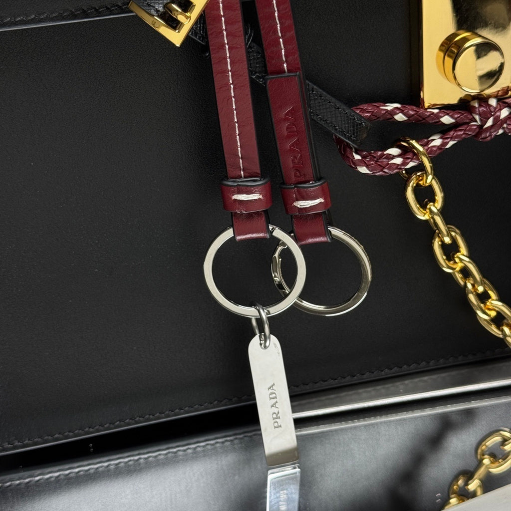 Prada Soft Sound large leather shoulder bag with charms