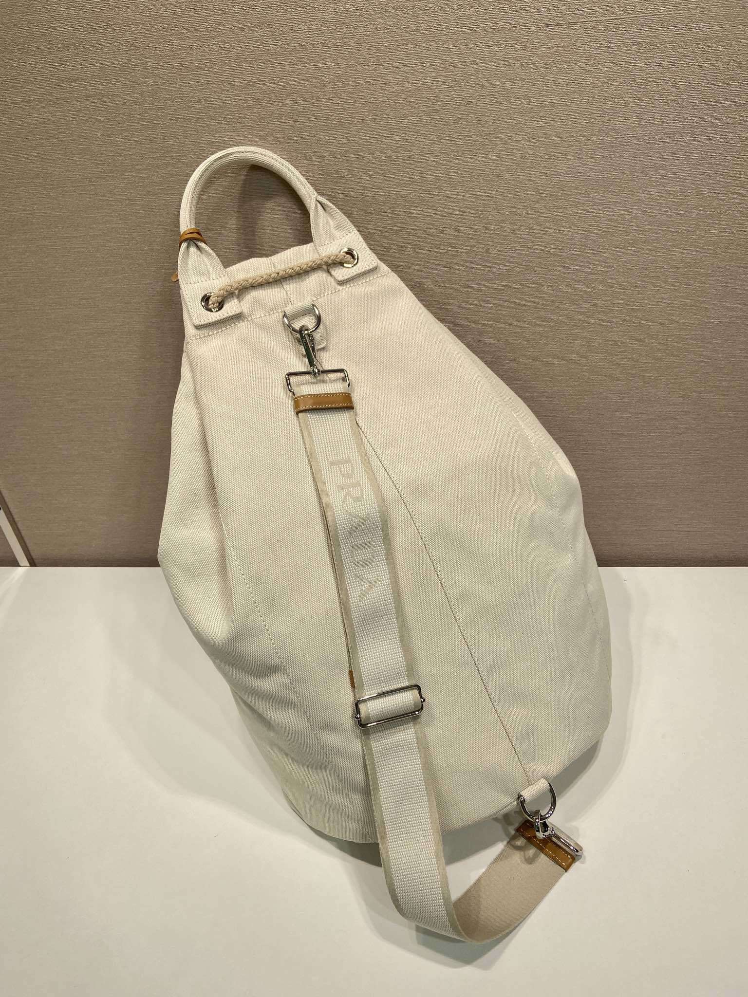 Prada linen blend drawstring duffel bag
