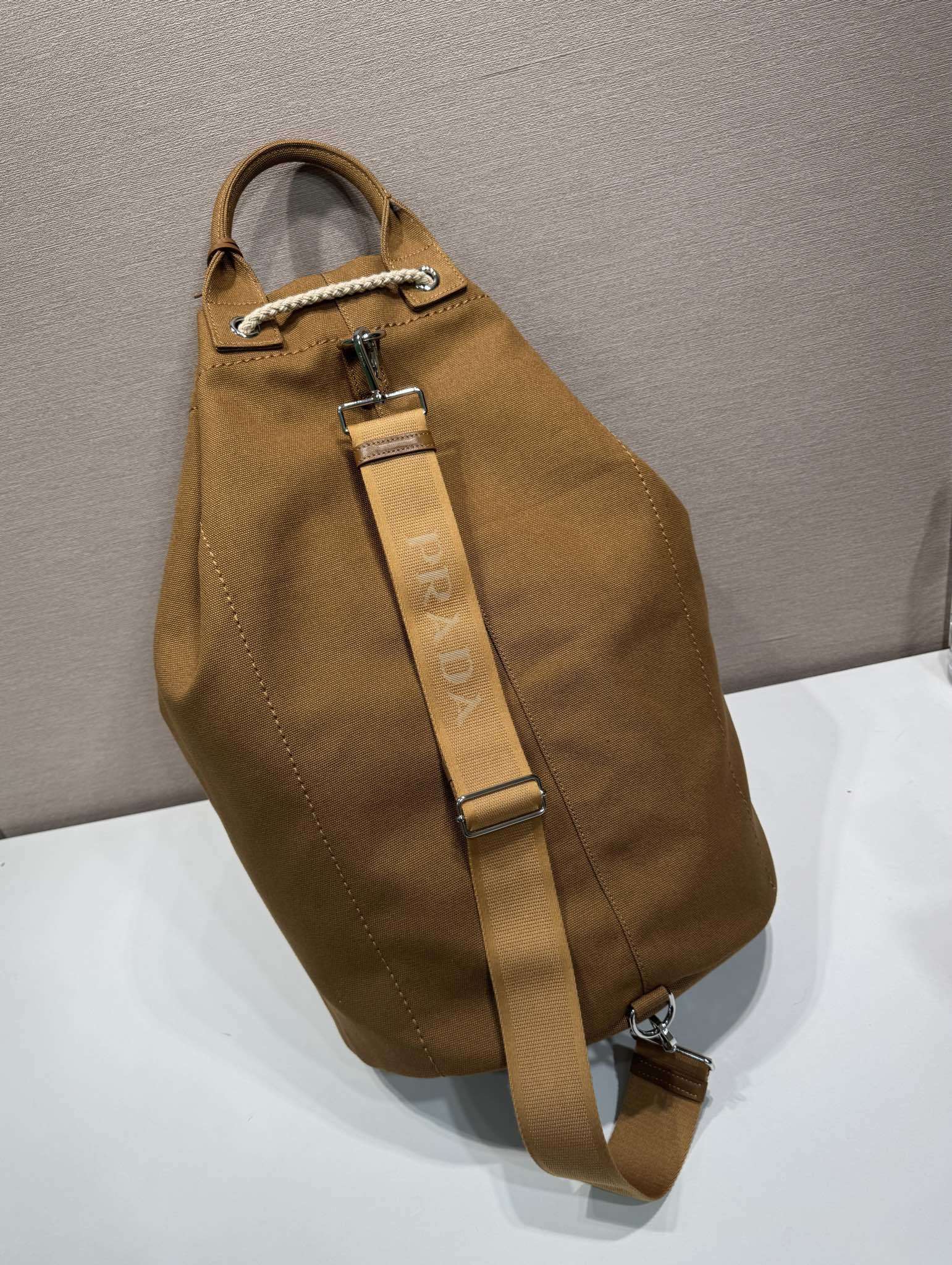 Prada canvas drawstring duffle bag