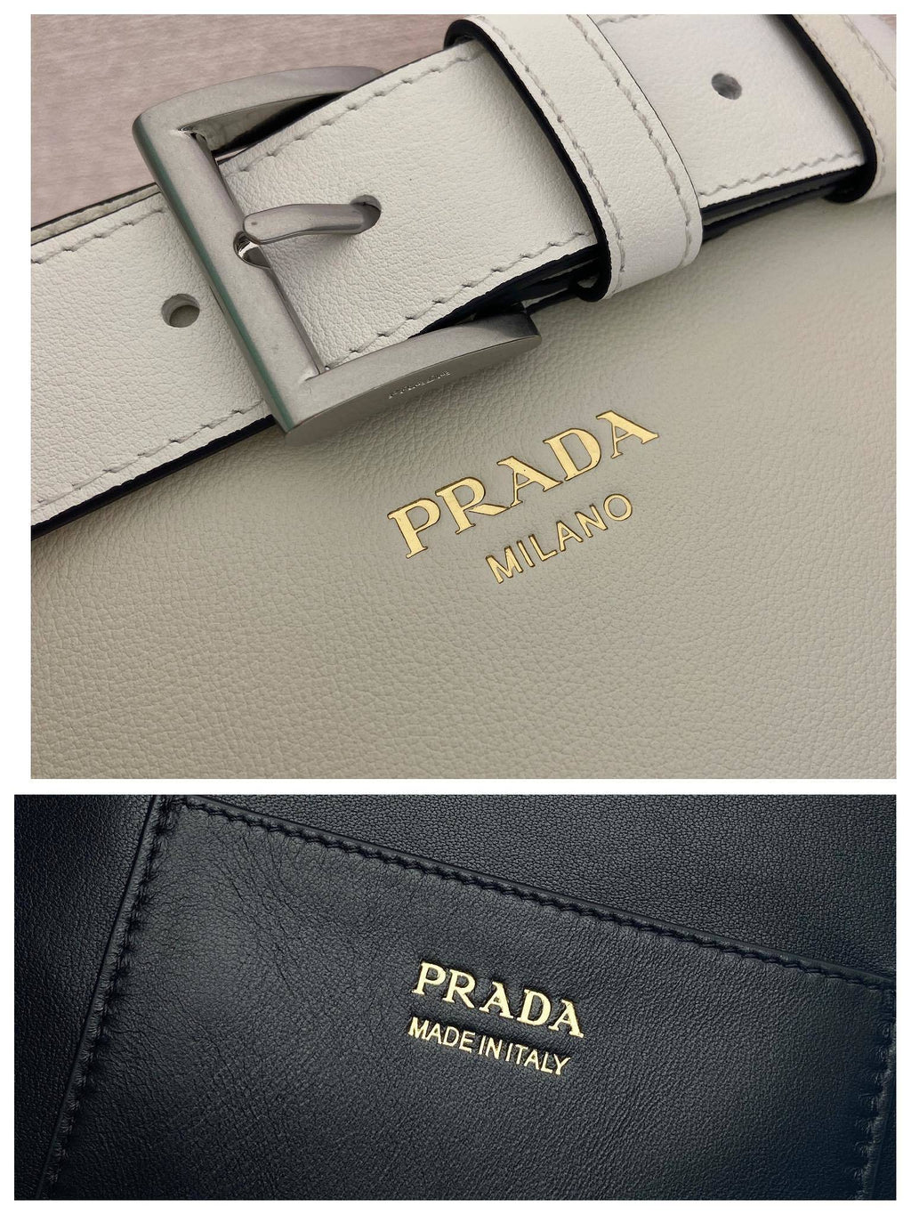 Prada Buckle leather bucket bag with belt