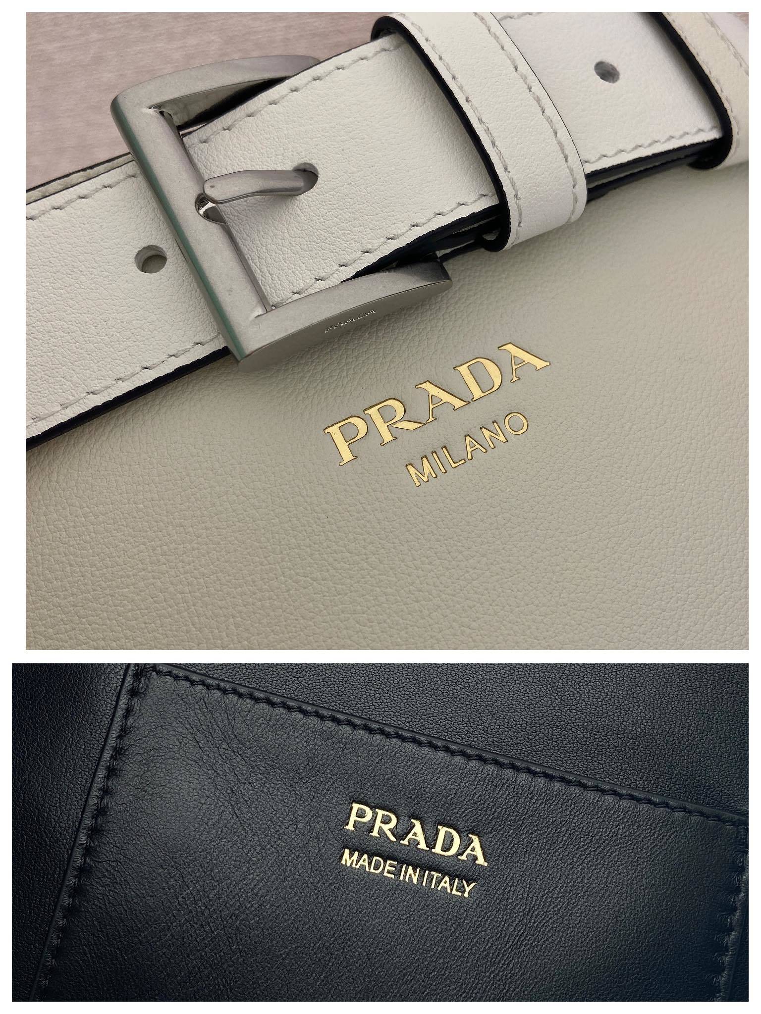 Prada Buckle leather bucket bag with belt