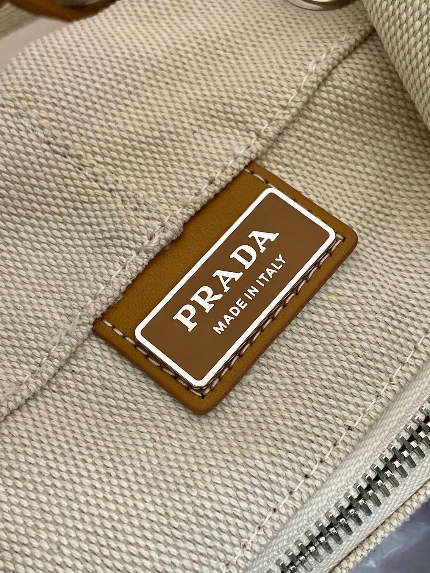 Prada linen blend drawstring duffel bag