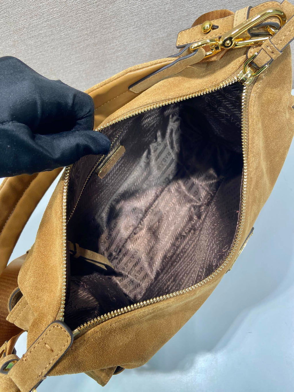 Prada Explore large suede bag