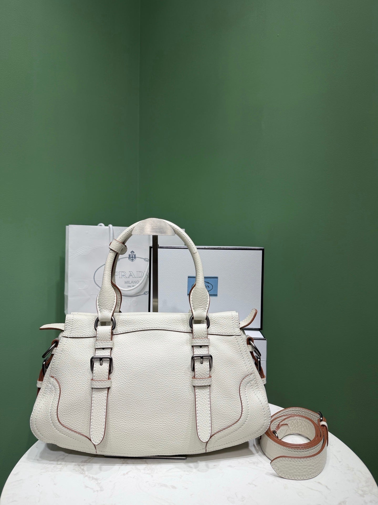 Prada large leather tote bag