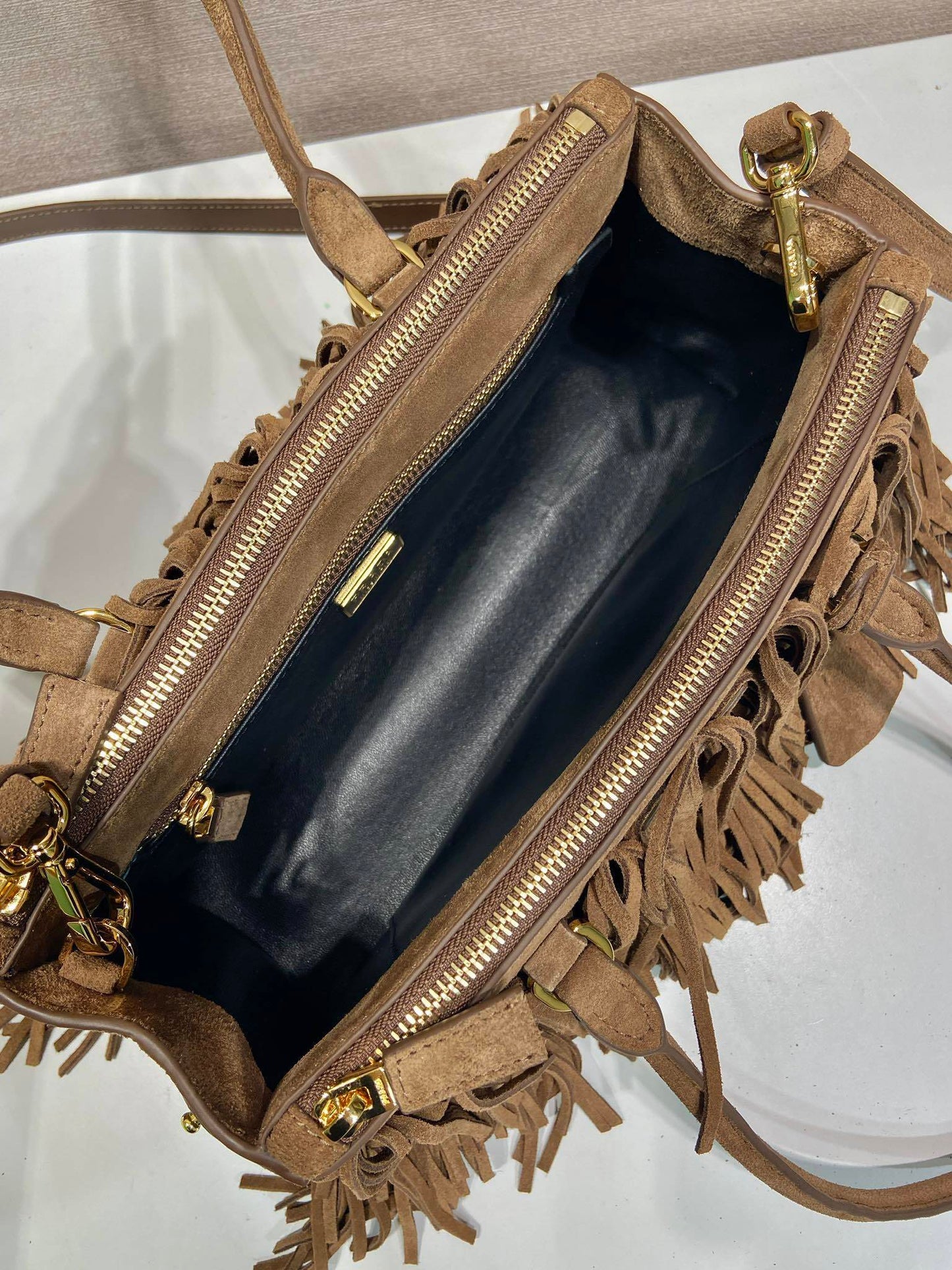 Prada Galleria medium suede bag with fringe