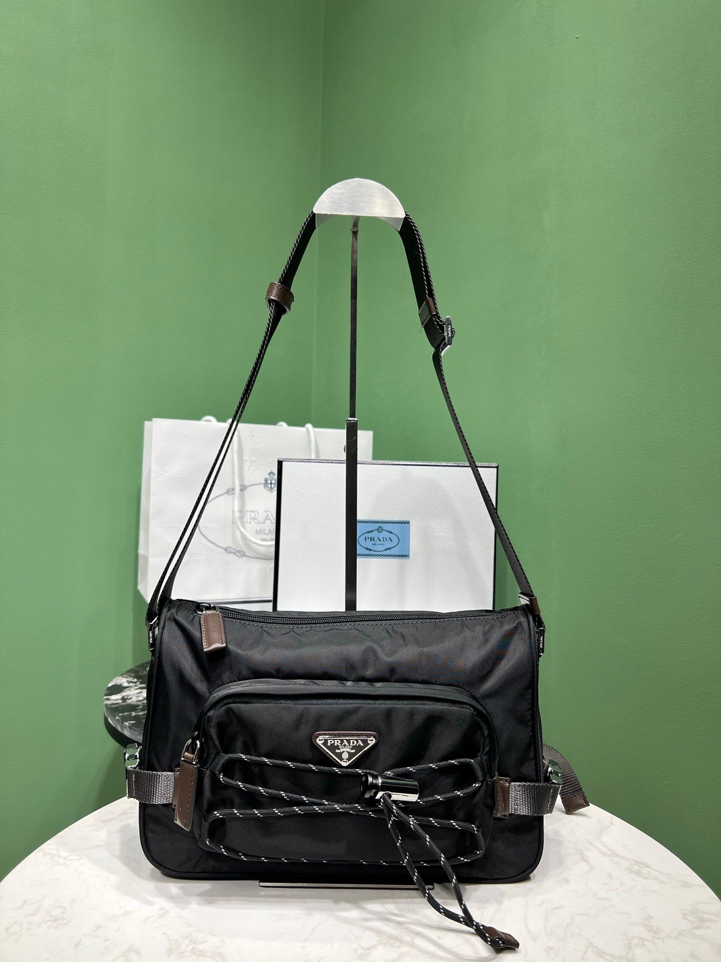 Prada Speedrock Re-Nylon and leather shoulder bag