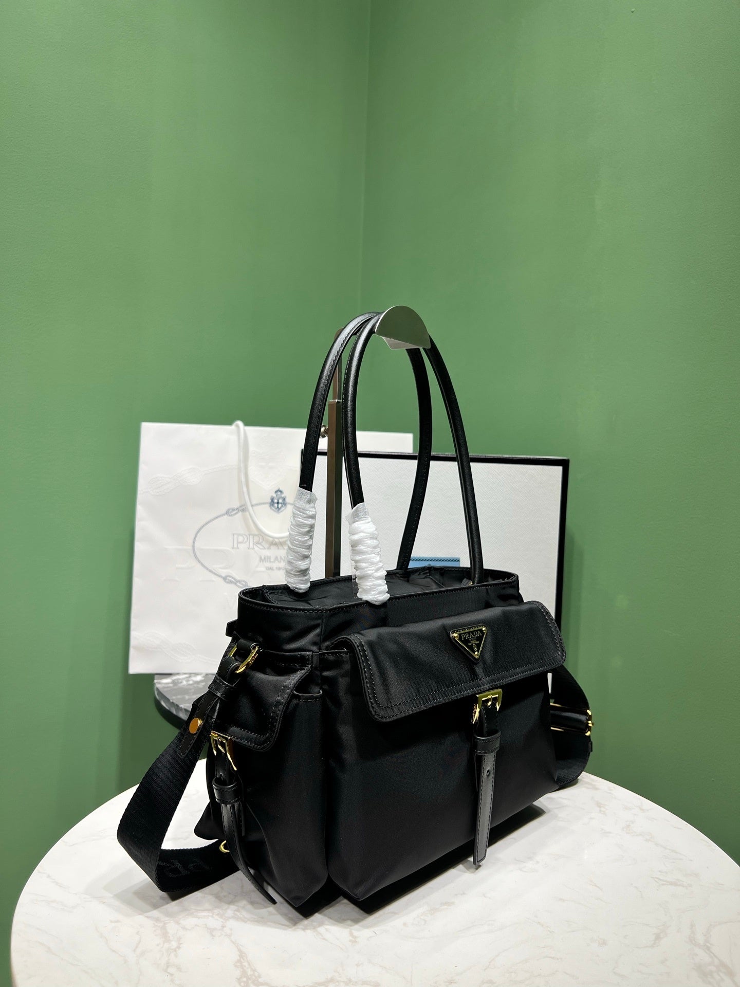Prada Explore medium nappa leather tote bag