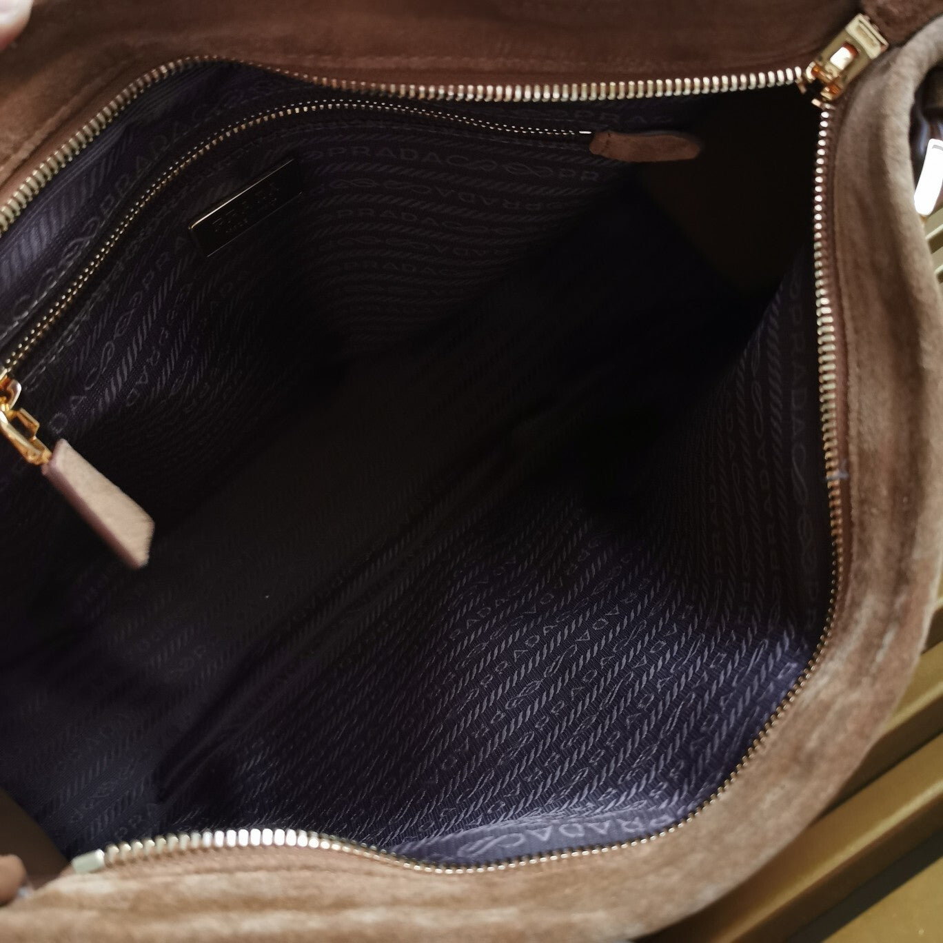 Prada Bonnie large suede handbag