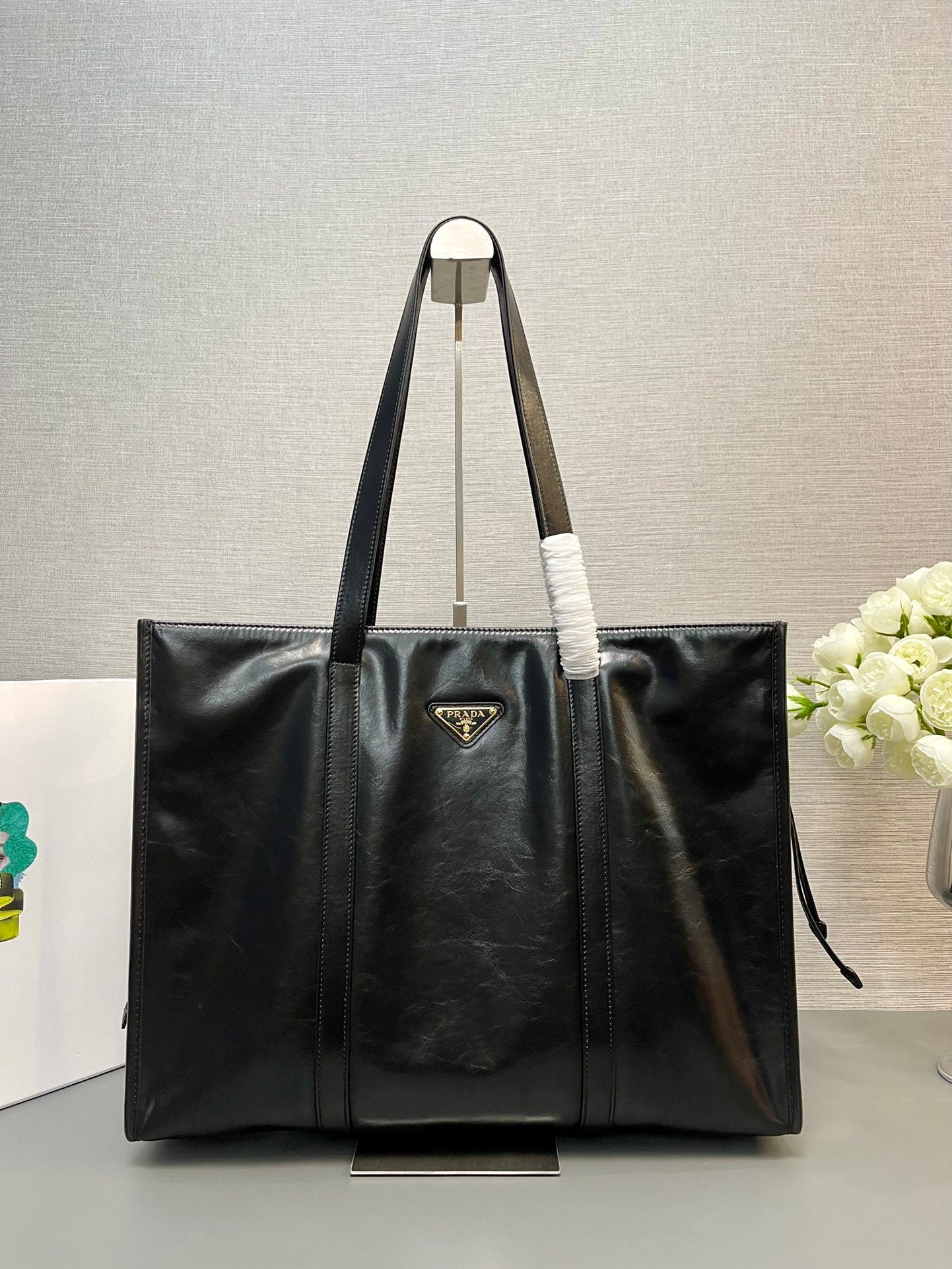 Prada large leather tote bag