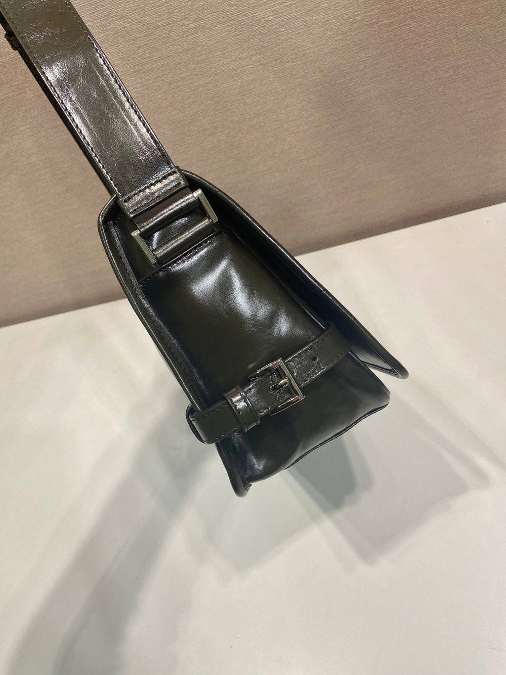 Prada Antiqued leather shoulder bag