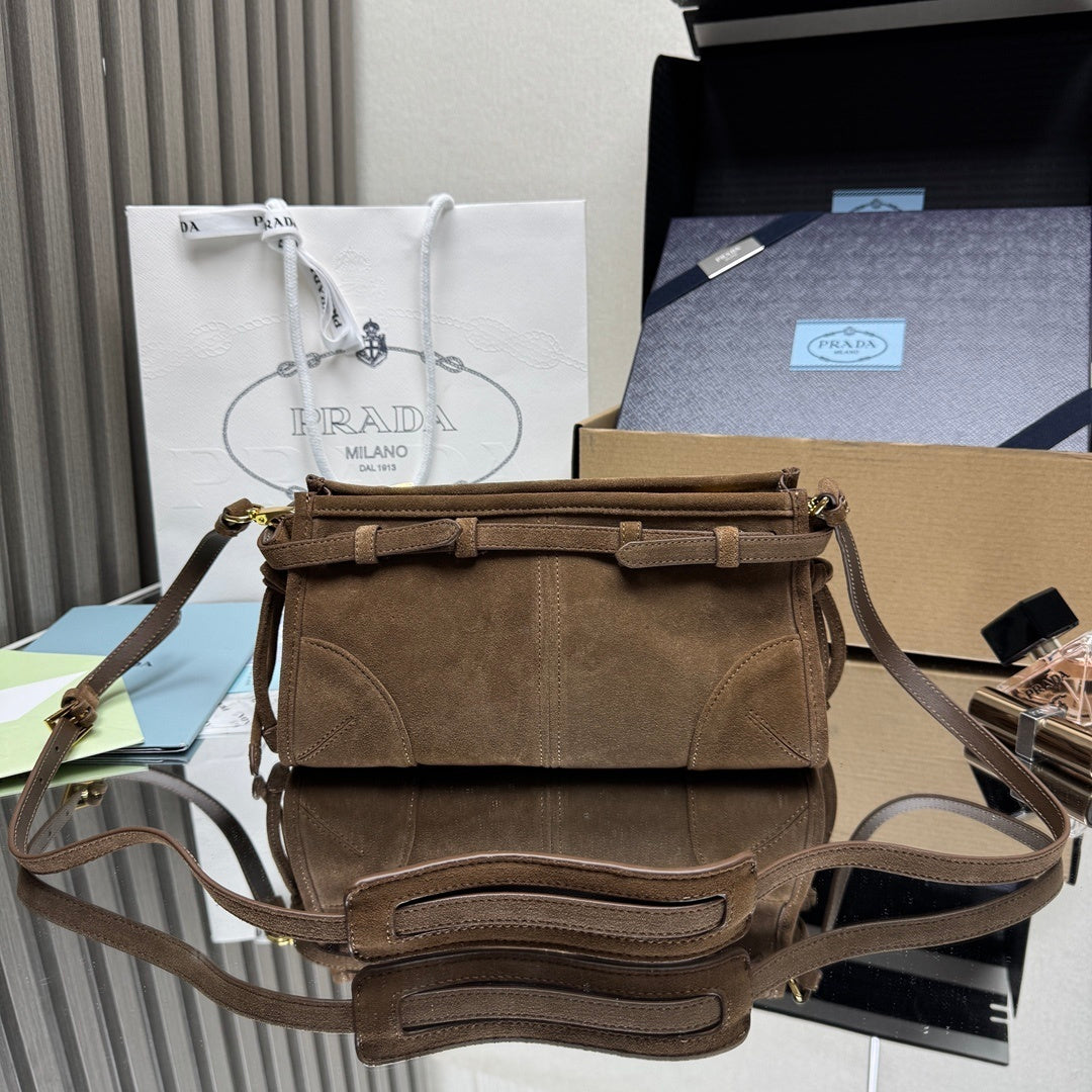 Prada Bonnie small suede shoulder bag
