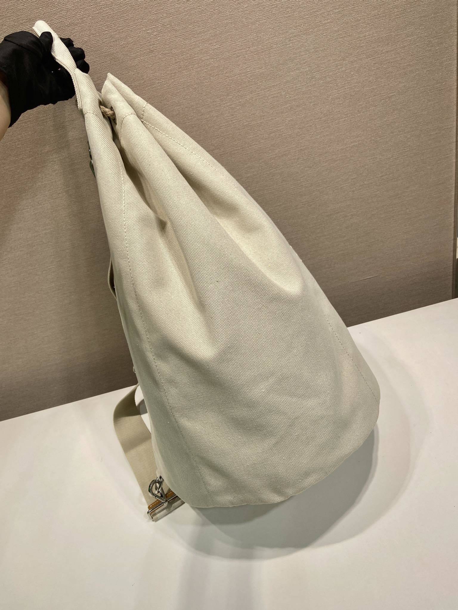 Prada linen blend drawstring duffel bag