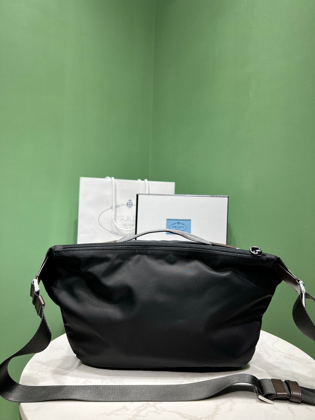 Prada Speedrock Re-Nylon and leather shoulder bag