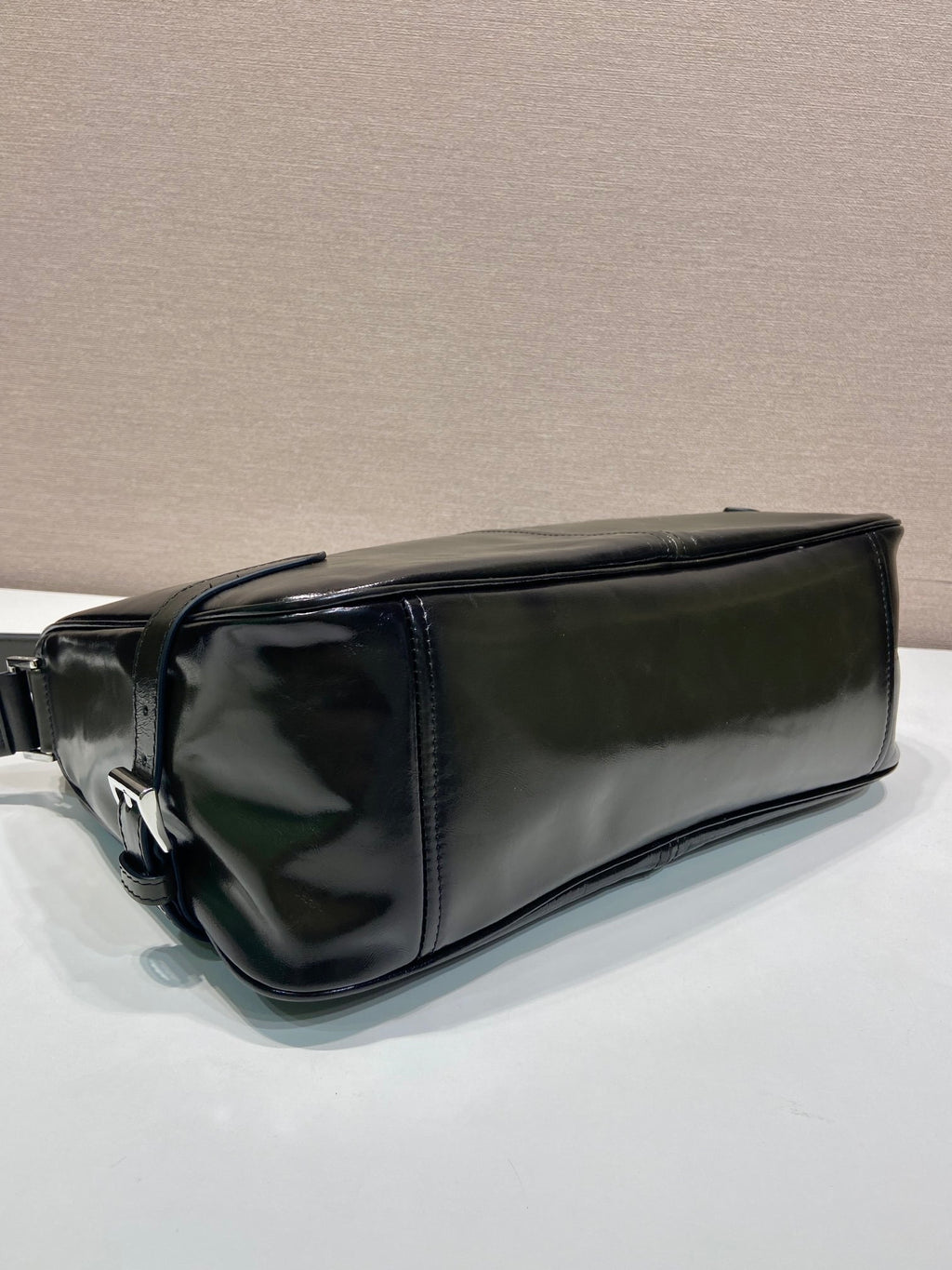 Prada Antiqued leather zipper shoulder bag