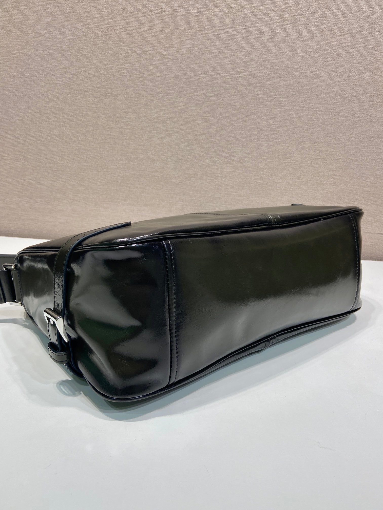 Prada Antiqued leather zipper shoulder bag