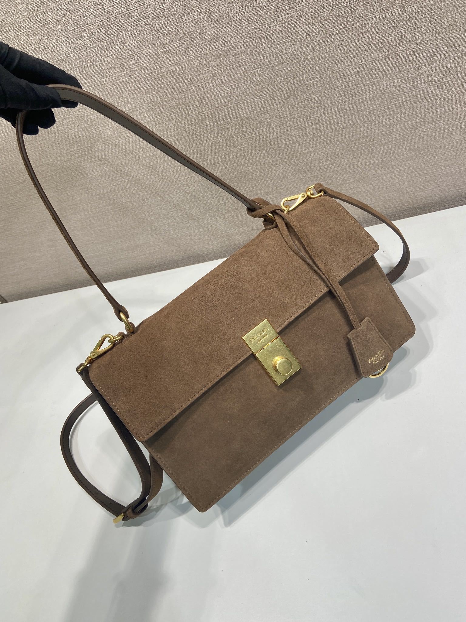 Prada Soft Sound medium suede shoulder bag