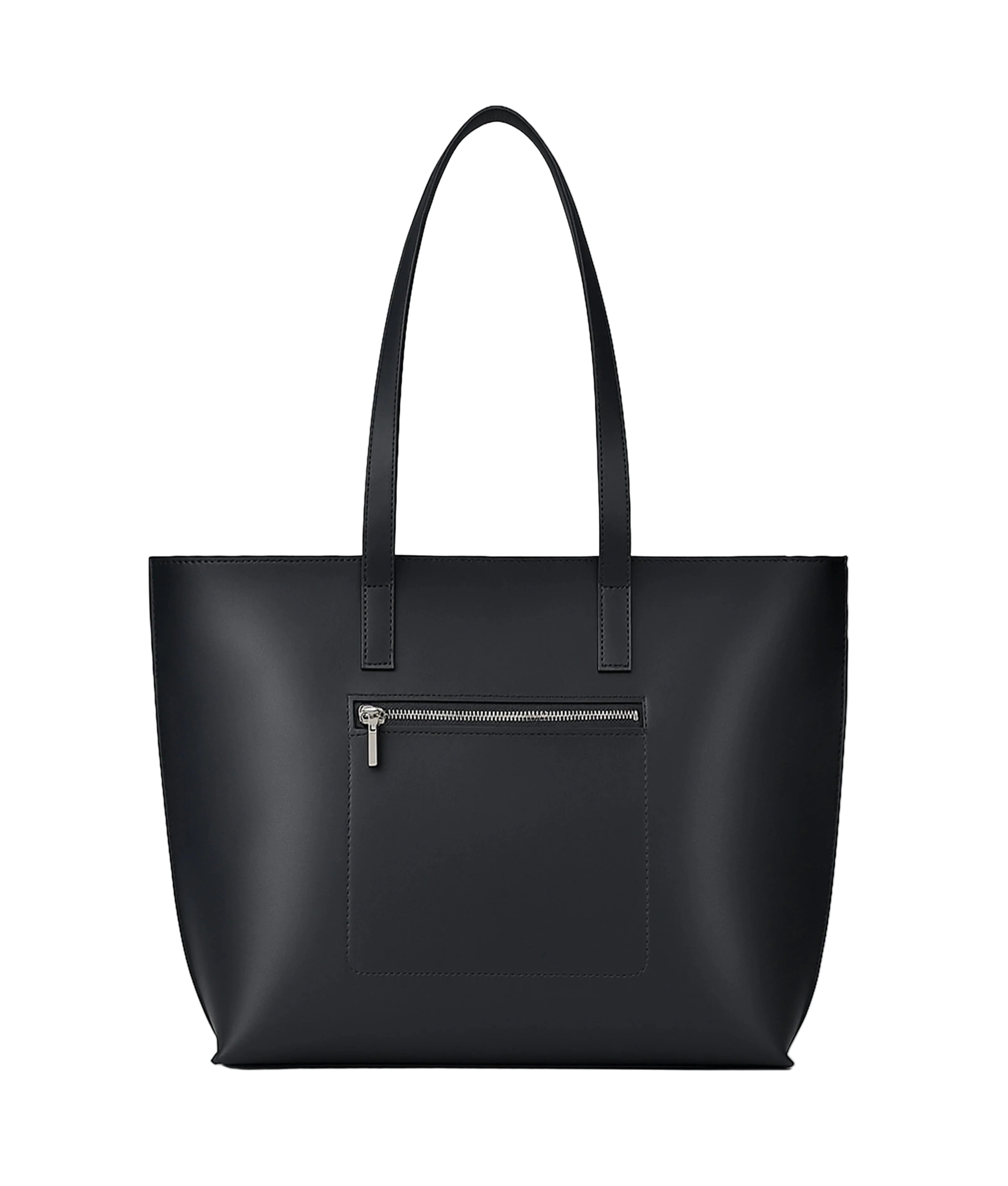 Black long handle tote bag
