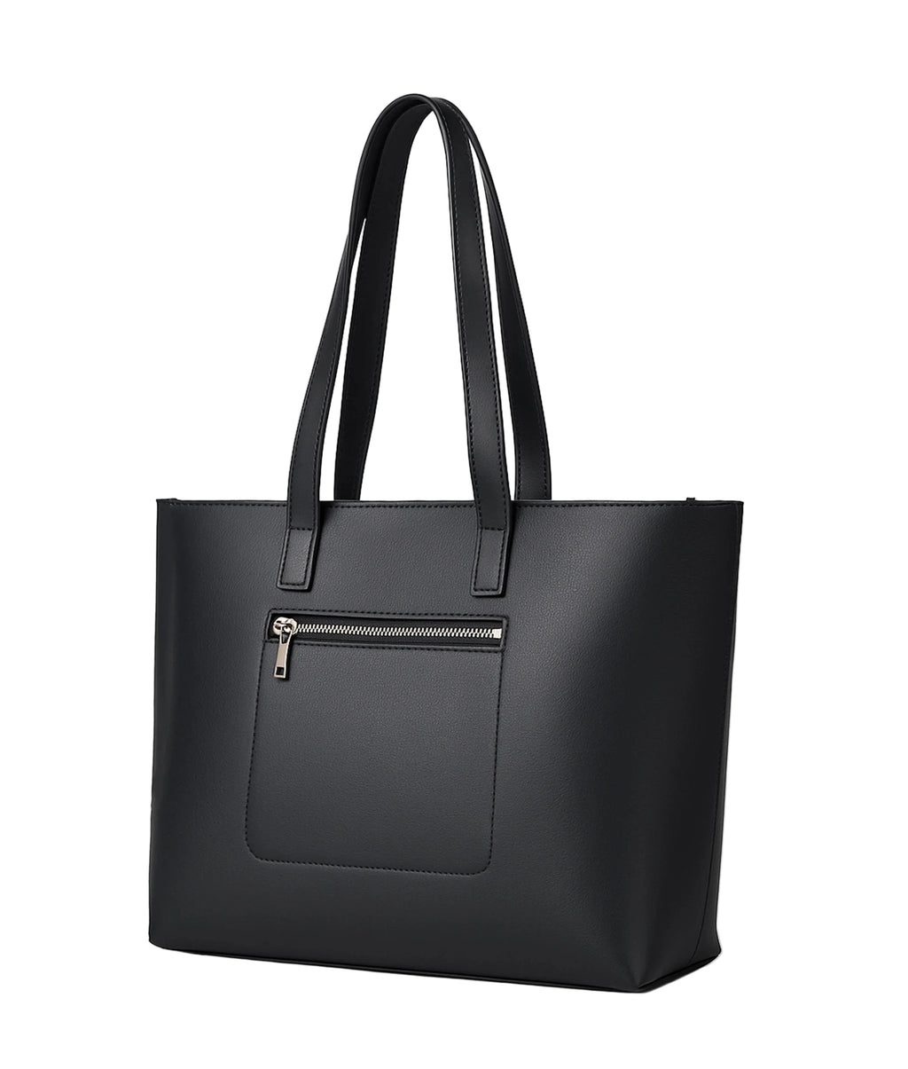 Black long handle tote bag