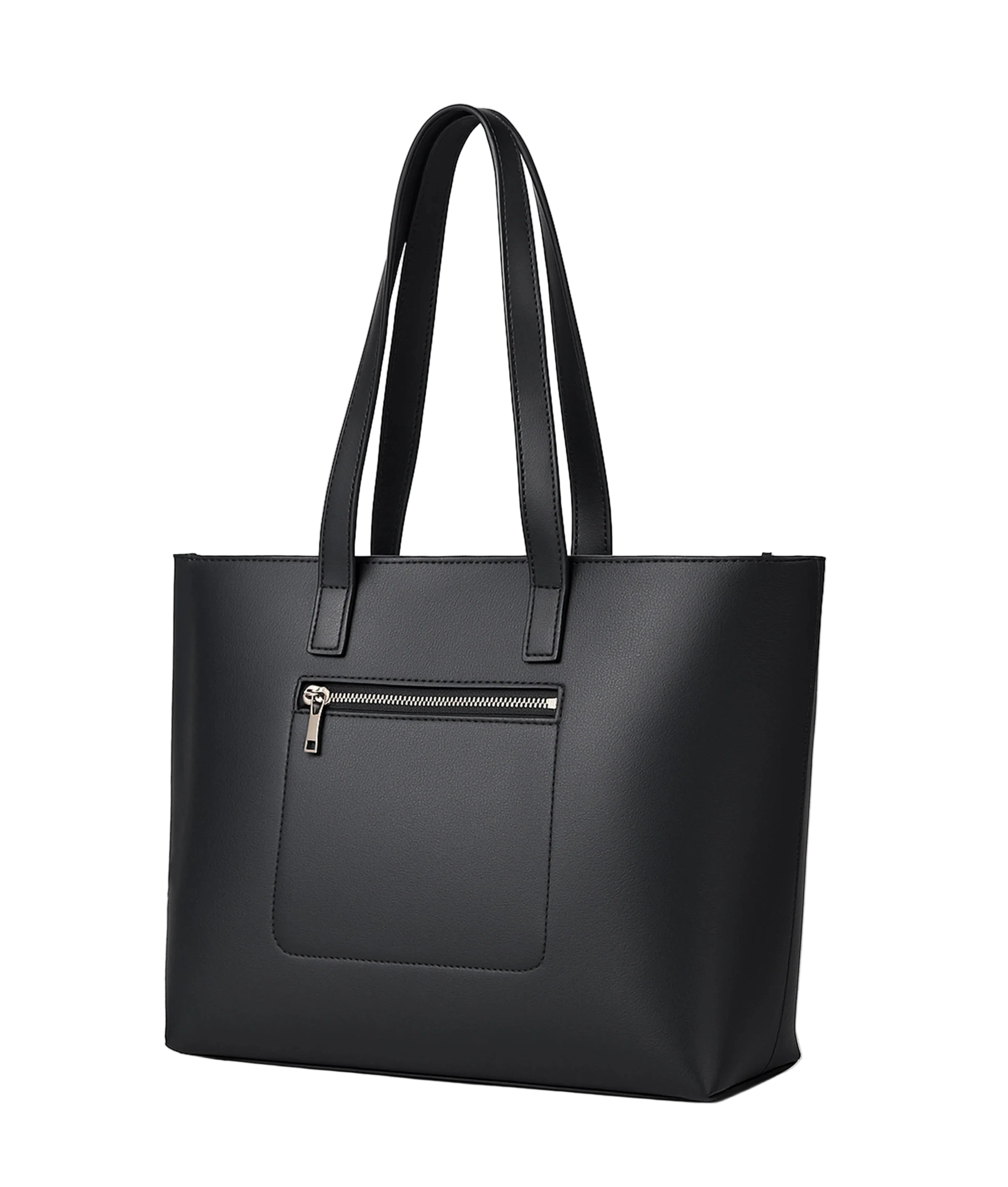 Black long handle tote bag