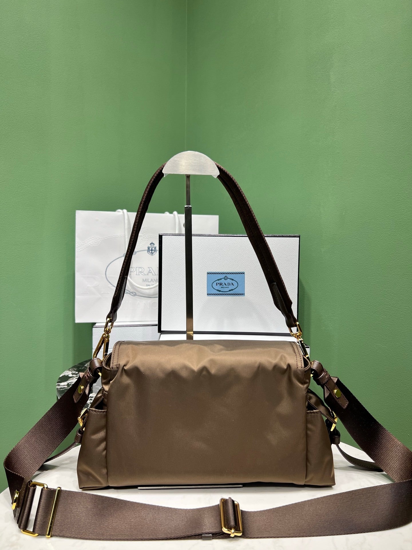 Prada Explore medium Re-Nylon shoulder bag with flap