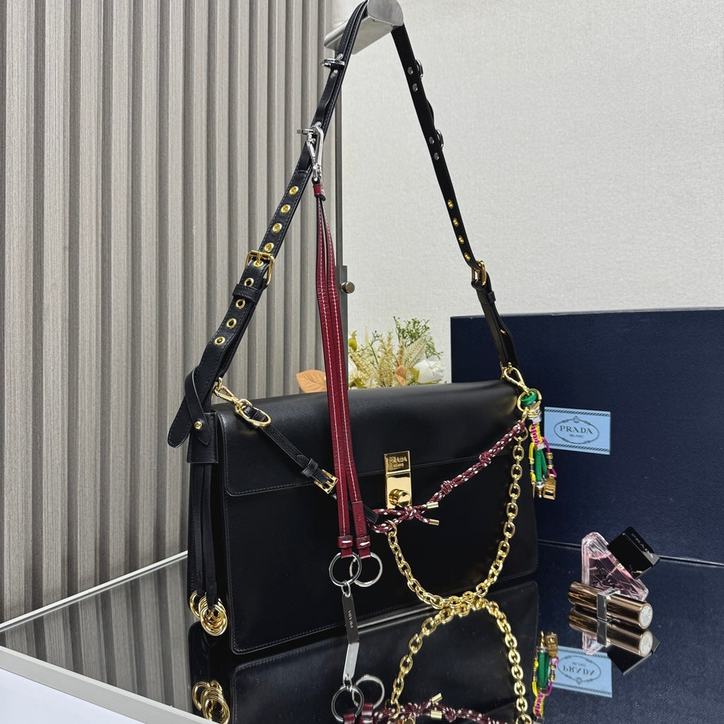 Prada Soft Sound large leather shoulder bag with charms