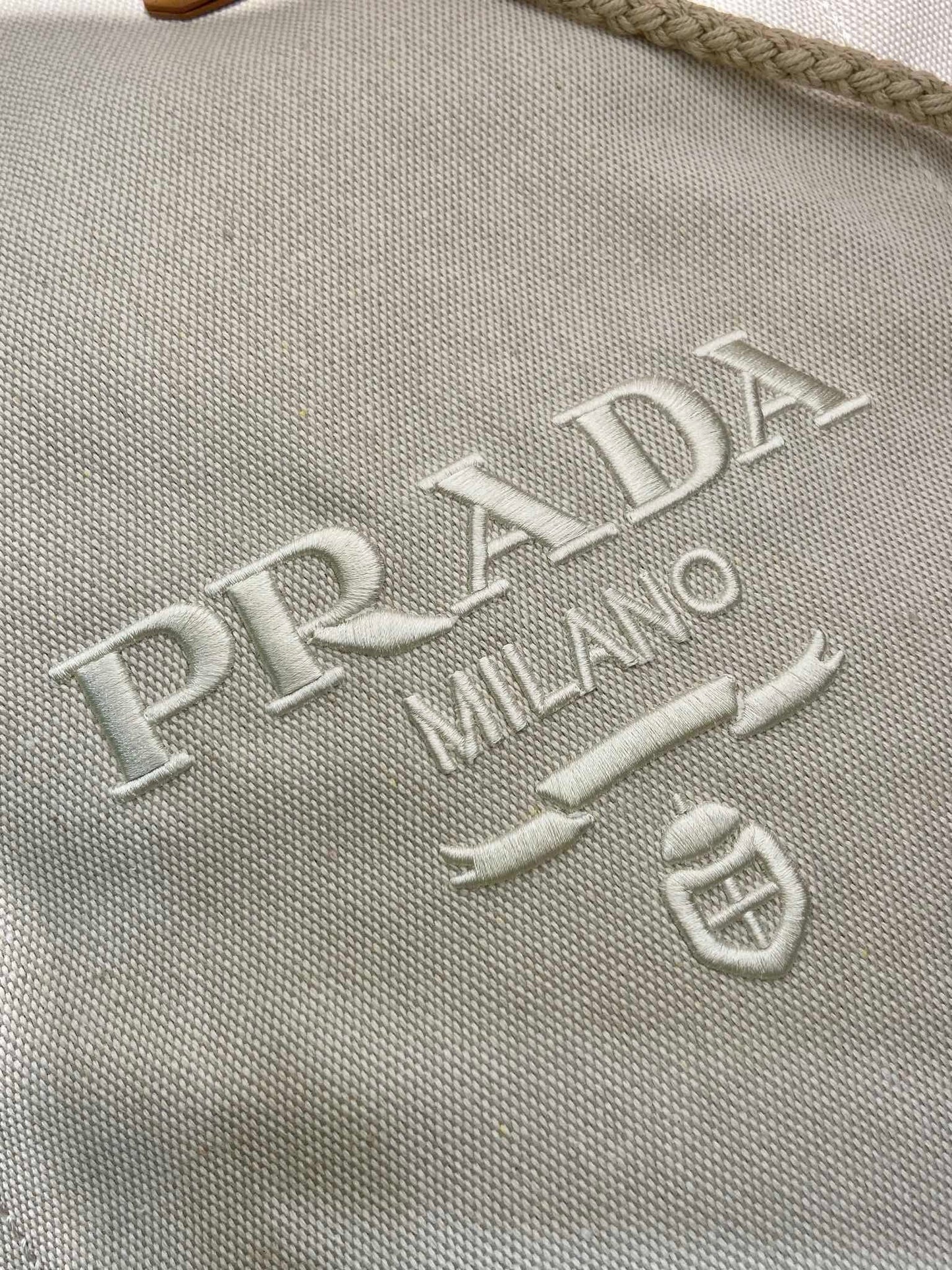 Prada linen blend drawstring duffel bag