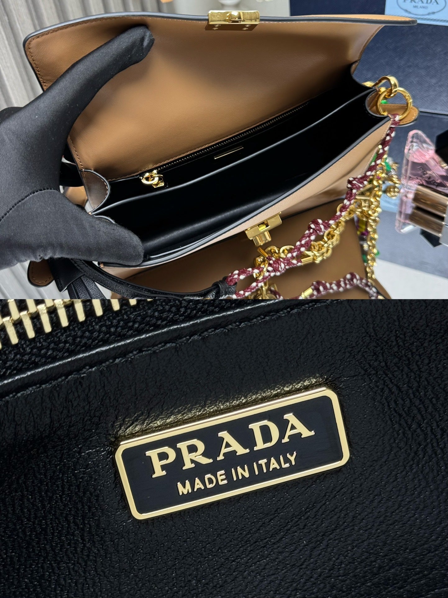 Prada Soft Sound small leather shoulder bag with charms