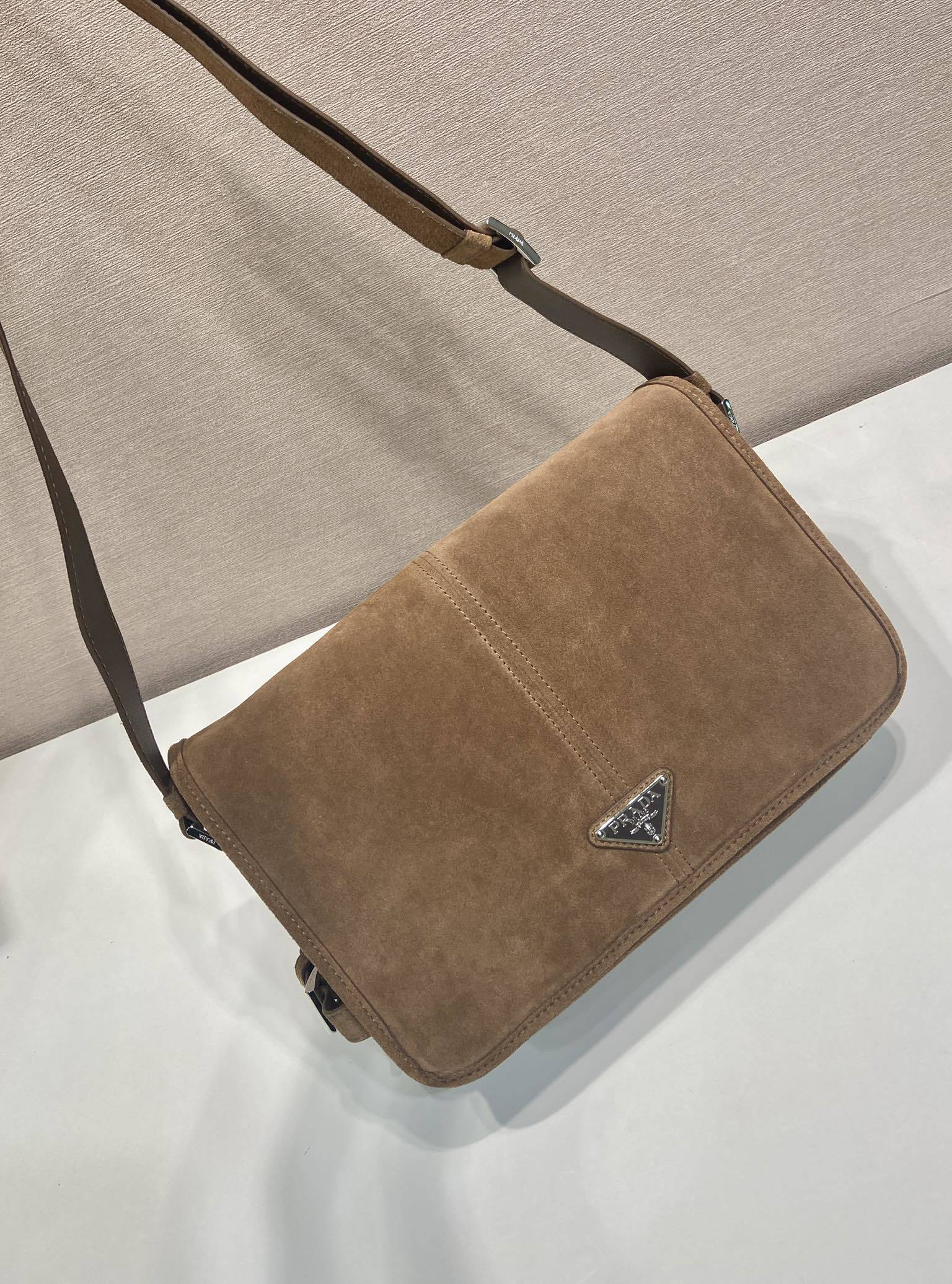 Prada suede shoulder bag