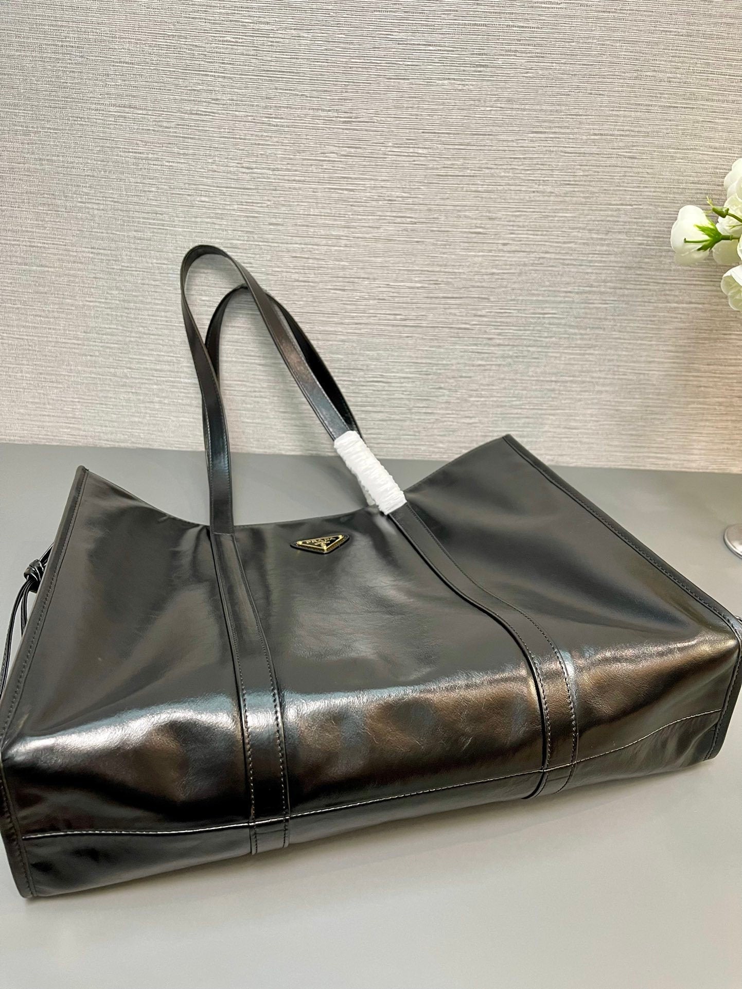 Prada large leather tote bag