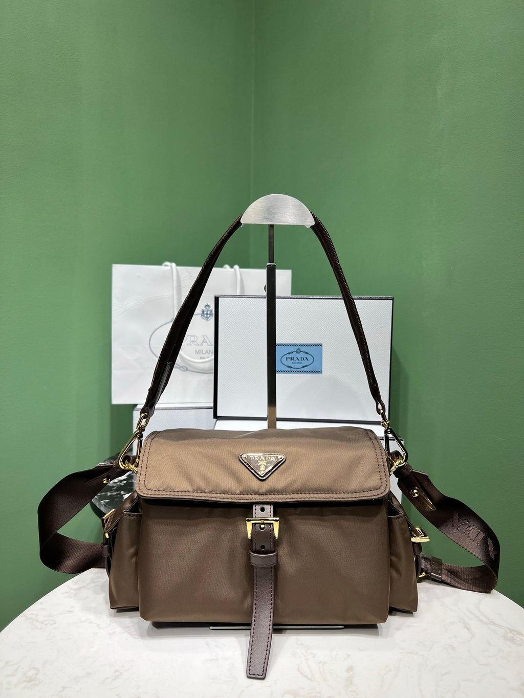 Prada Explore medium Re-Nylon shoulder bag with flap