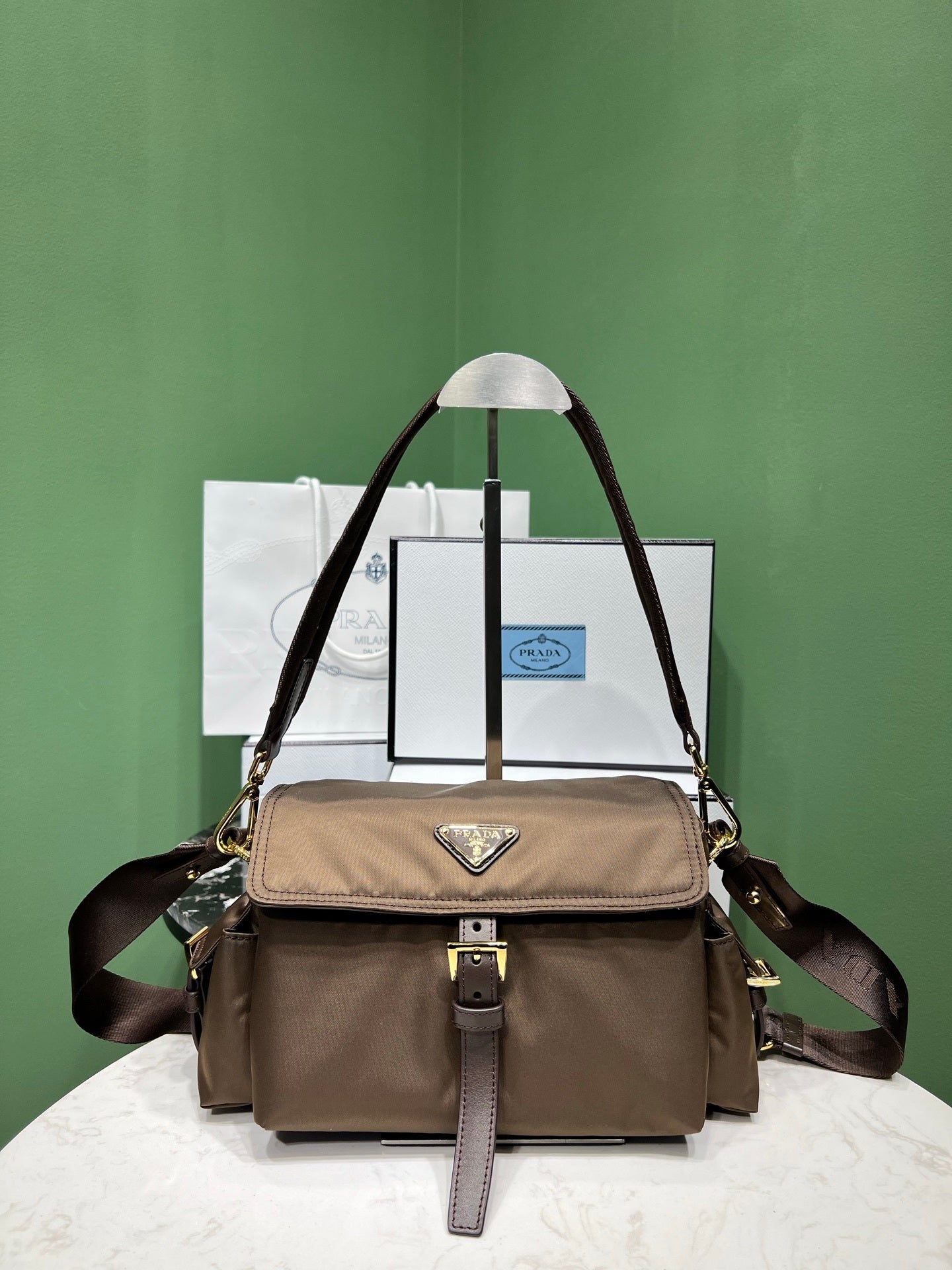 Prada Explore medium Re-Nylon shoulder bag with flap