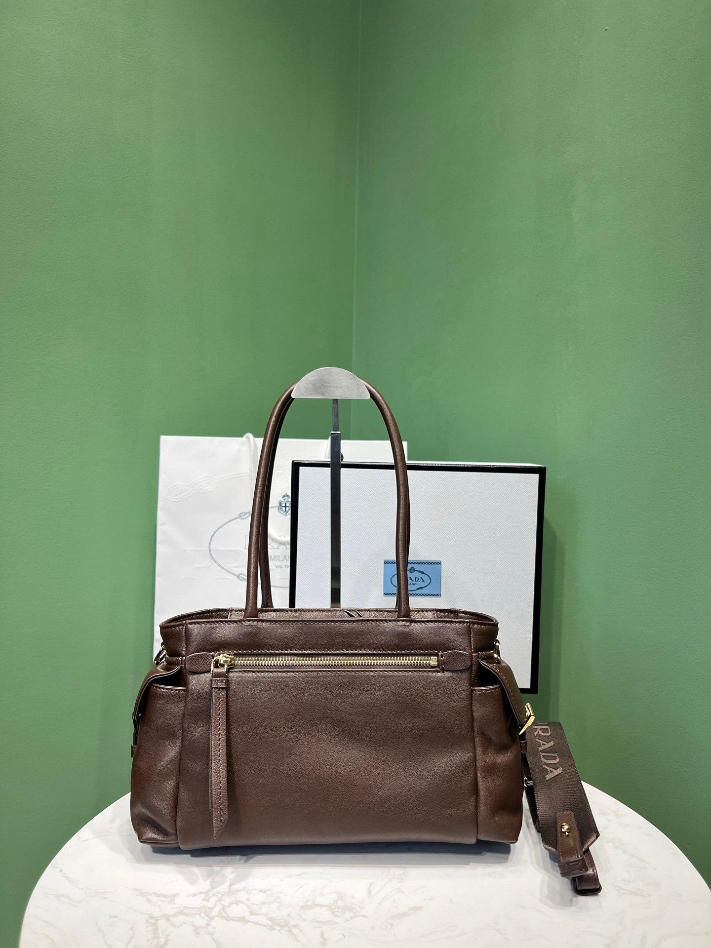Prada Explore medium nappa leather tote bag