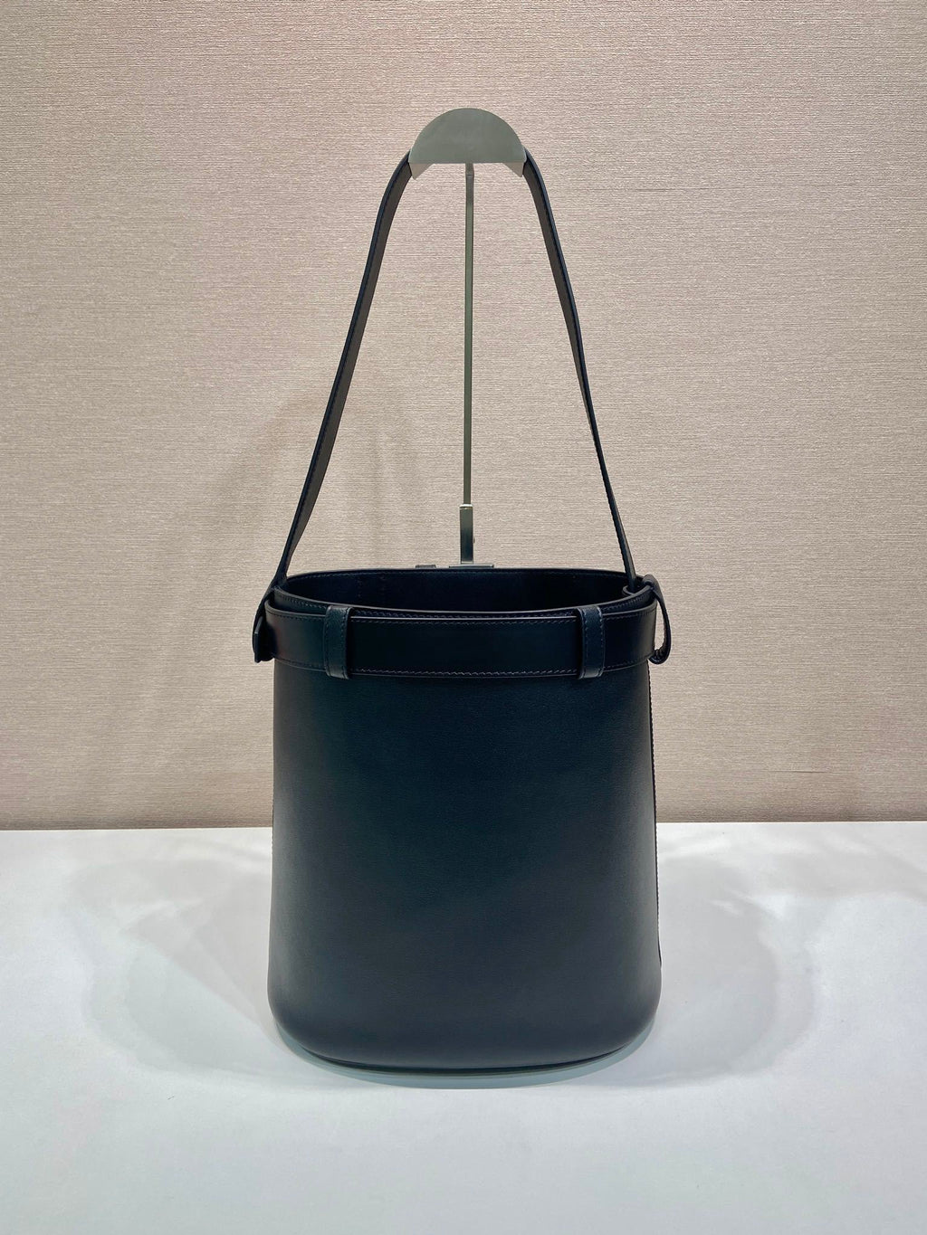 Prada Buckle leather bucket bag with belt