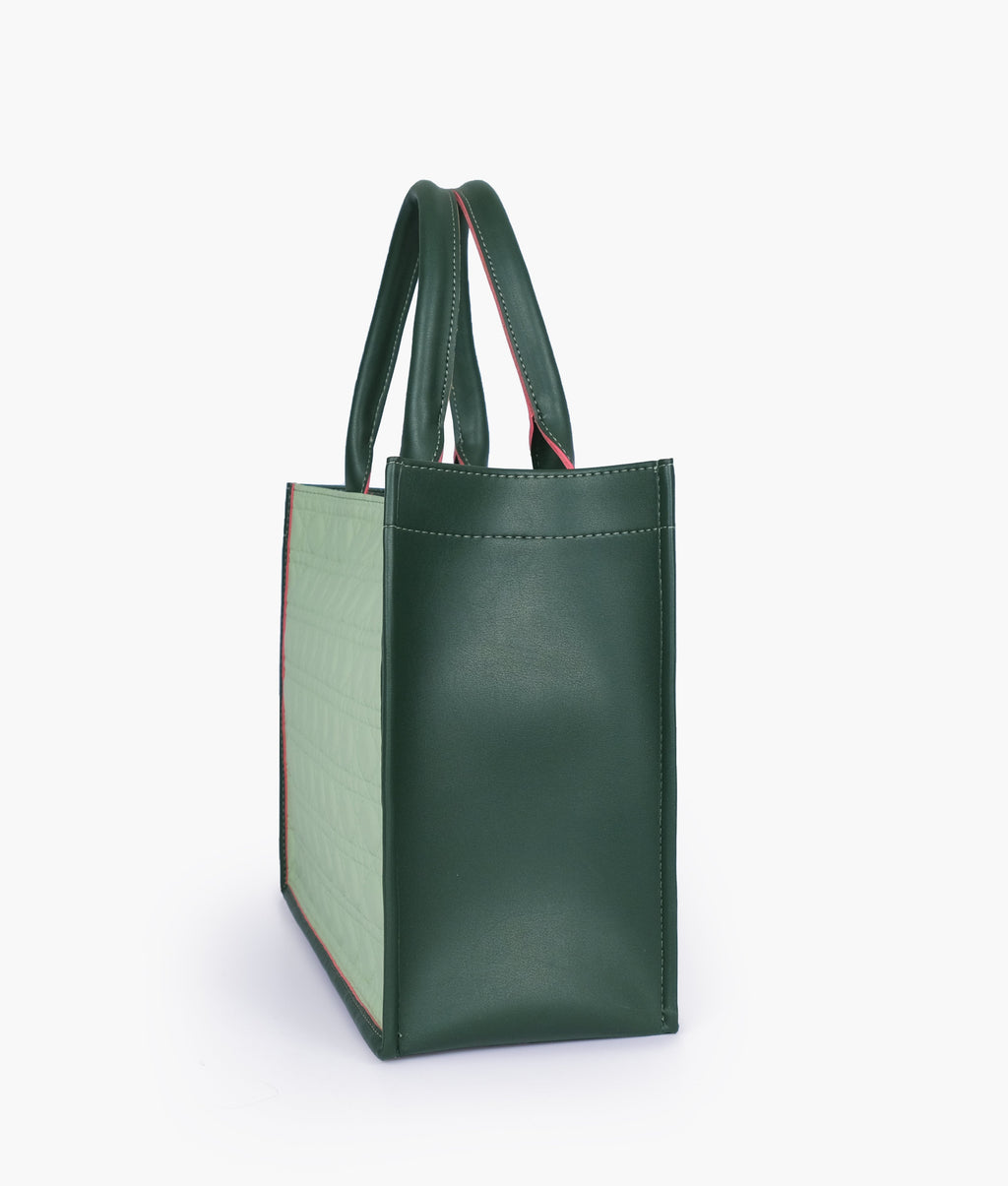 Army green box tote bag