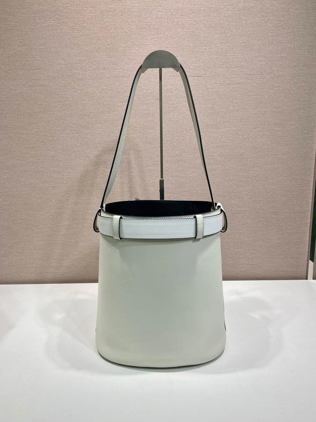 Prada Buckle leather bucket bag with belt