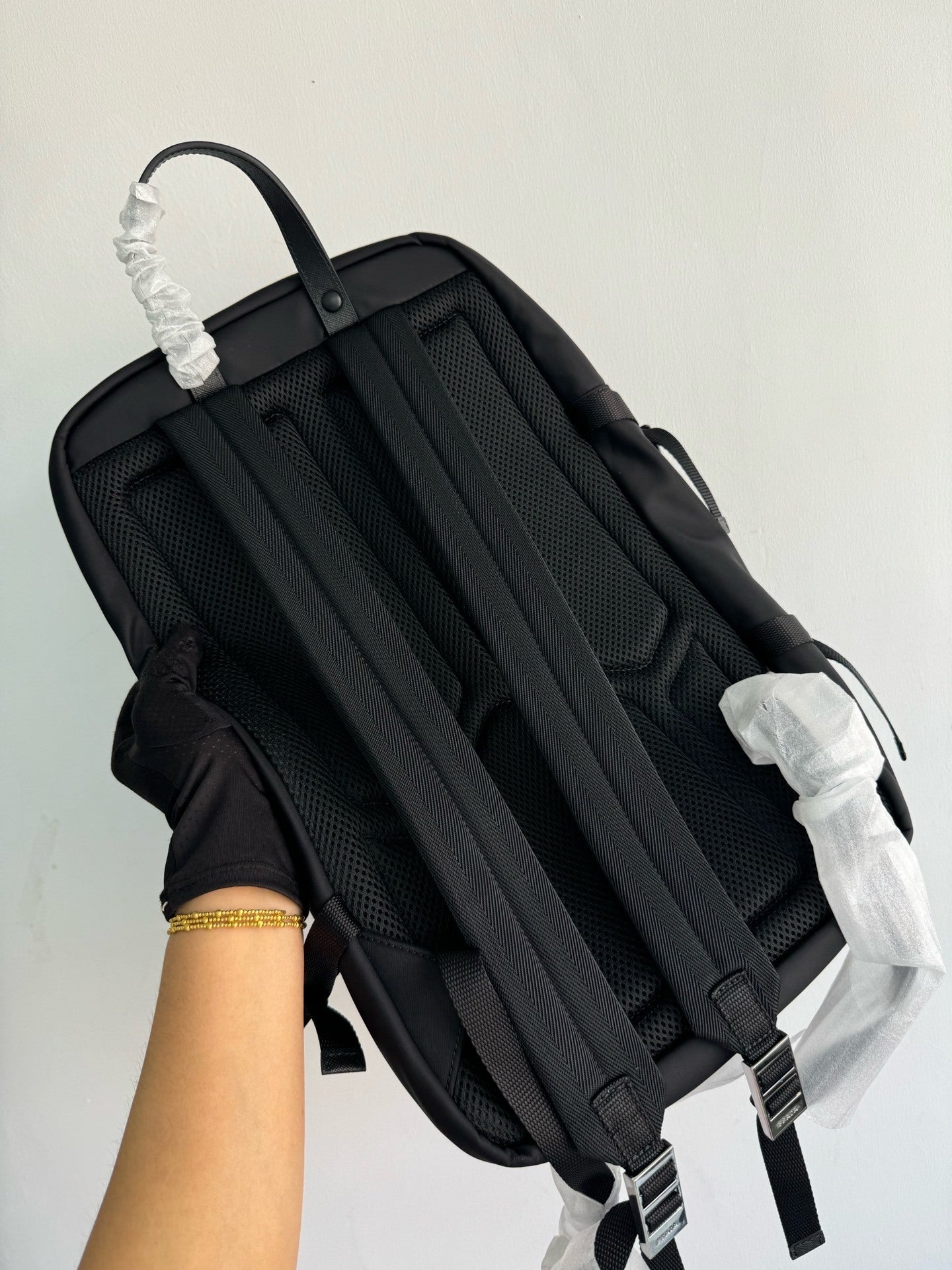 Re-Nylon and Saffiano leather backpack