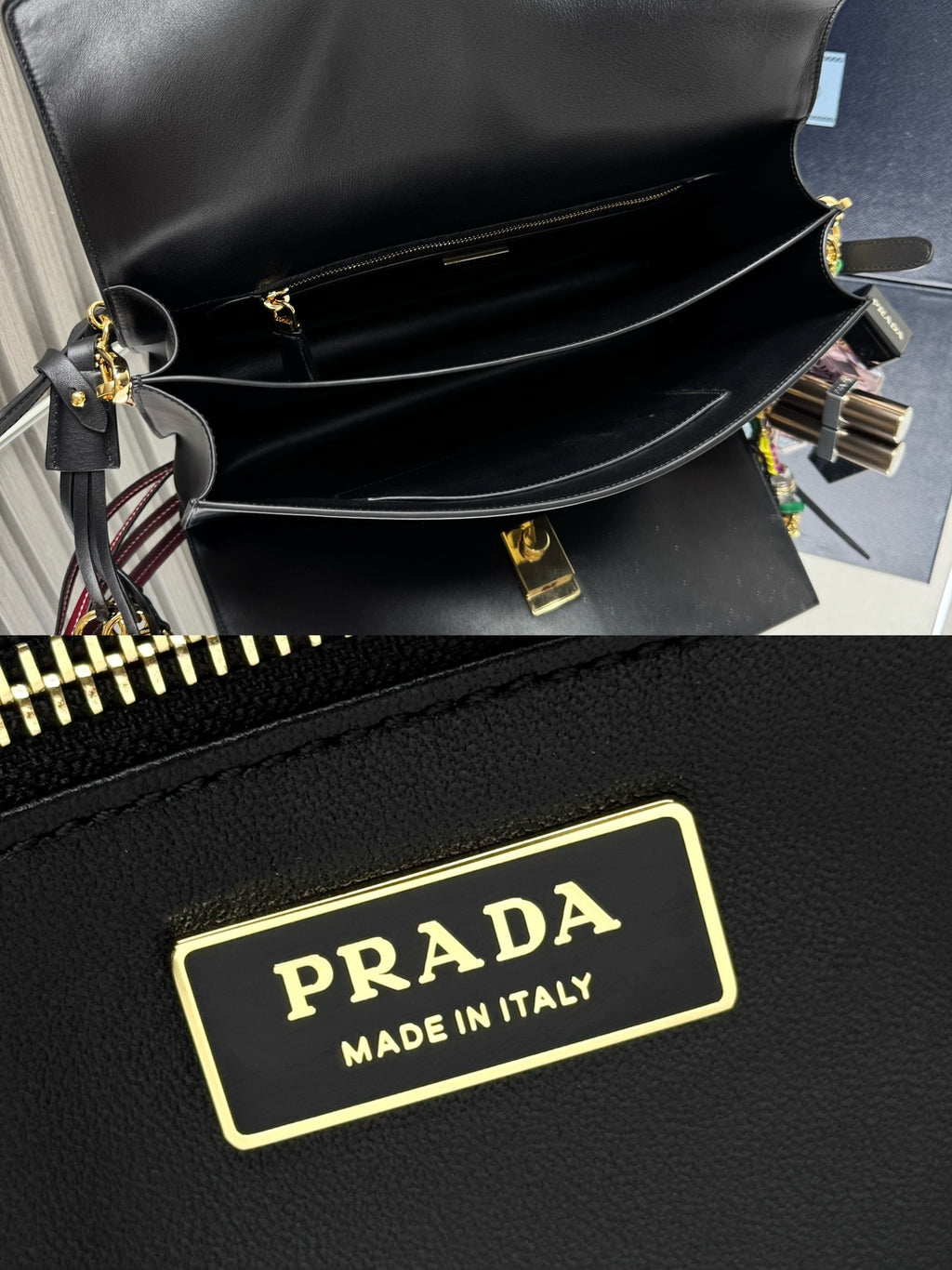 Prada Soft Sound large leather shoulder bag with charms