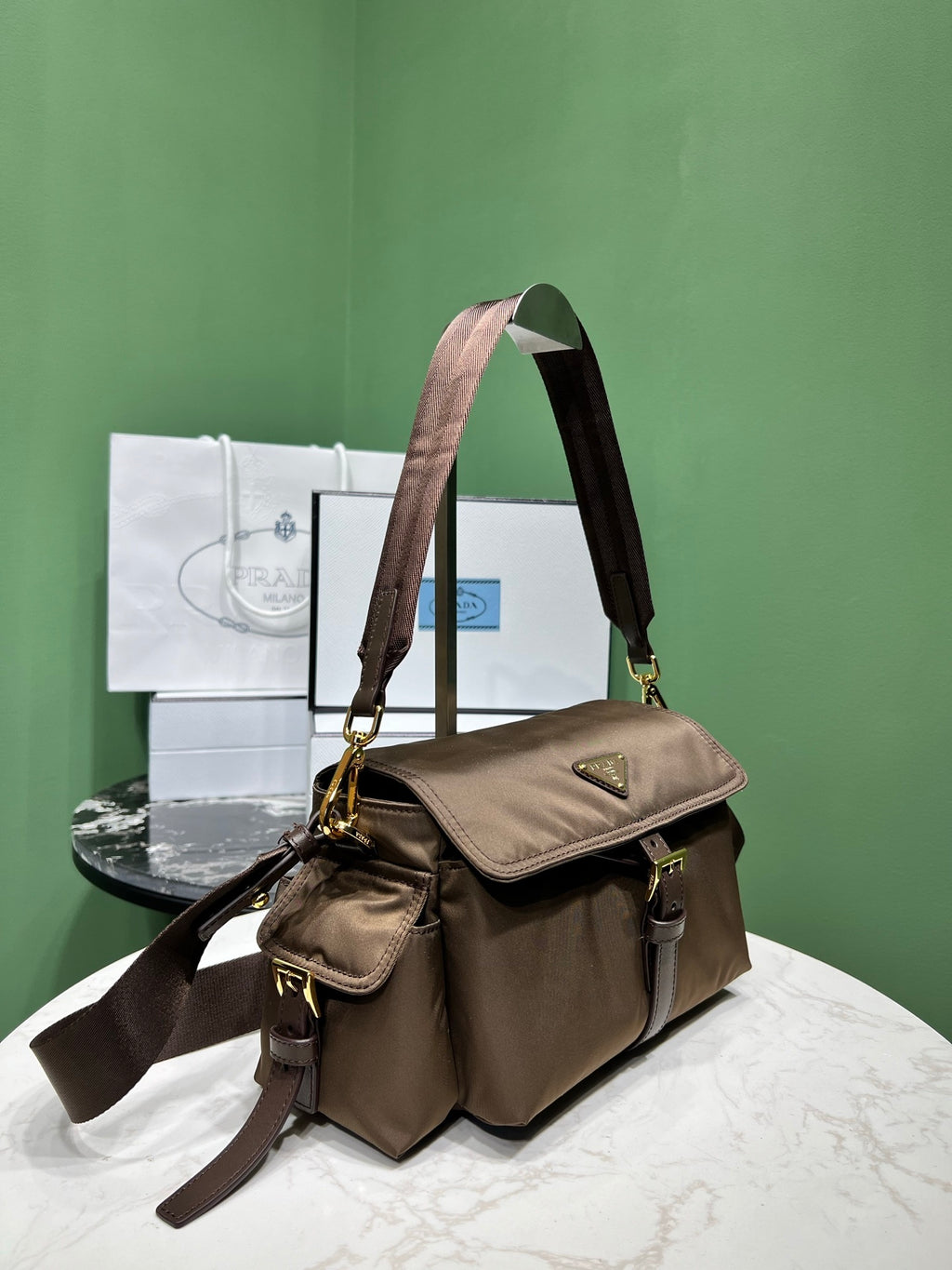 Prada Explore medium Re-Nylon shoulder bag with flap