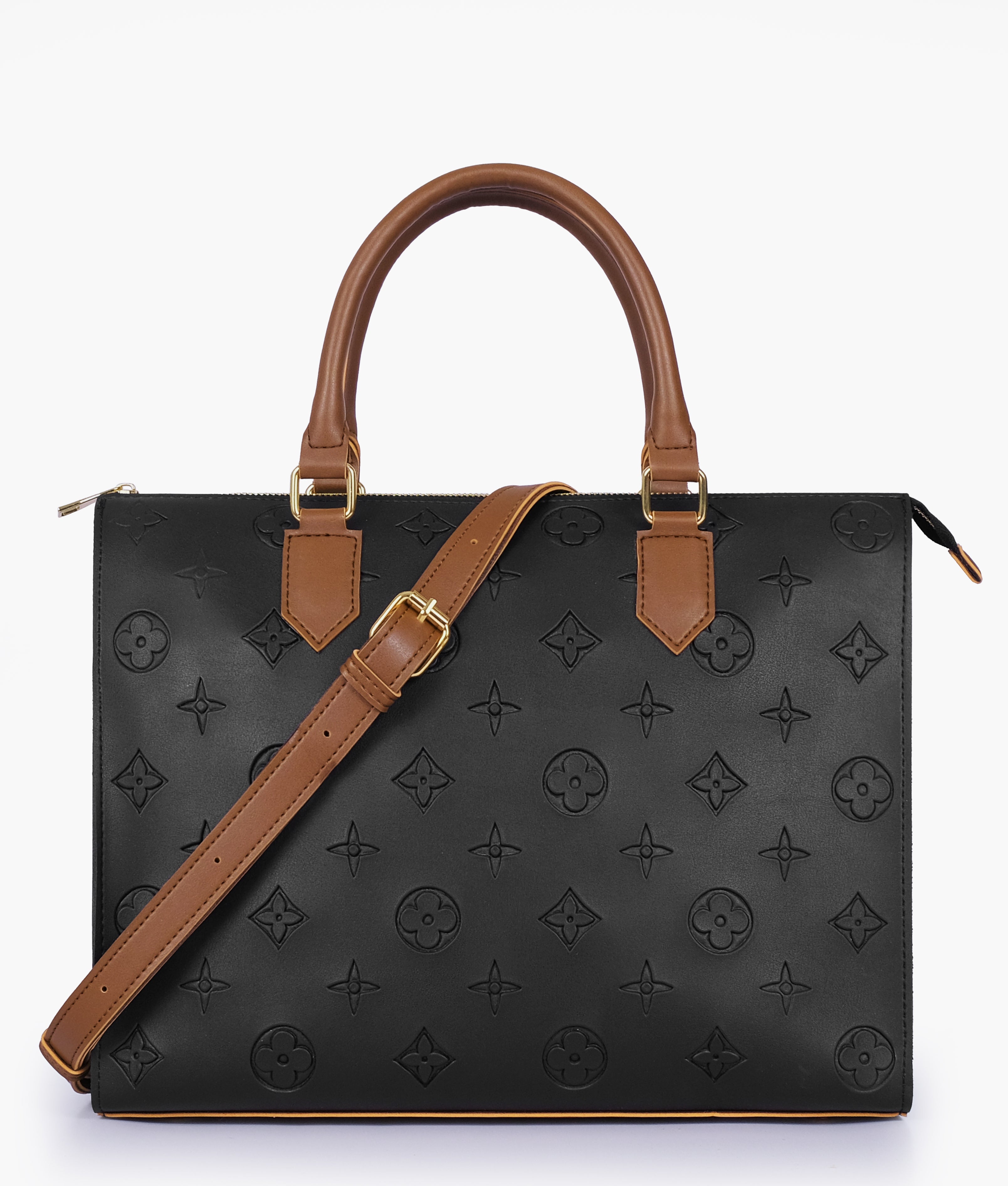 Black and brown on-the-go handbag
