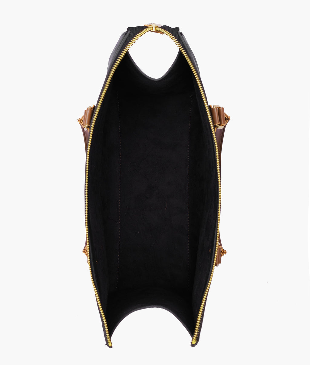 Black and brown on-the-go handbag
