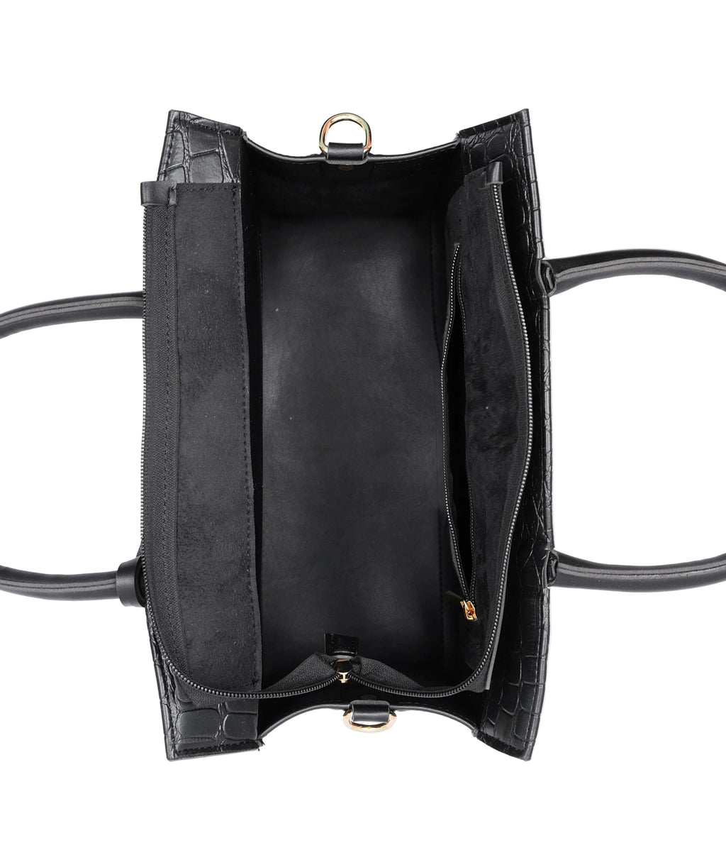 Black crocodile vintage handbag