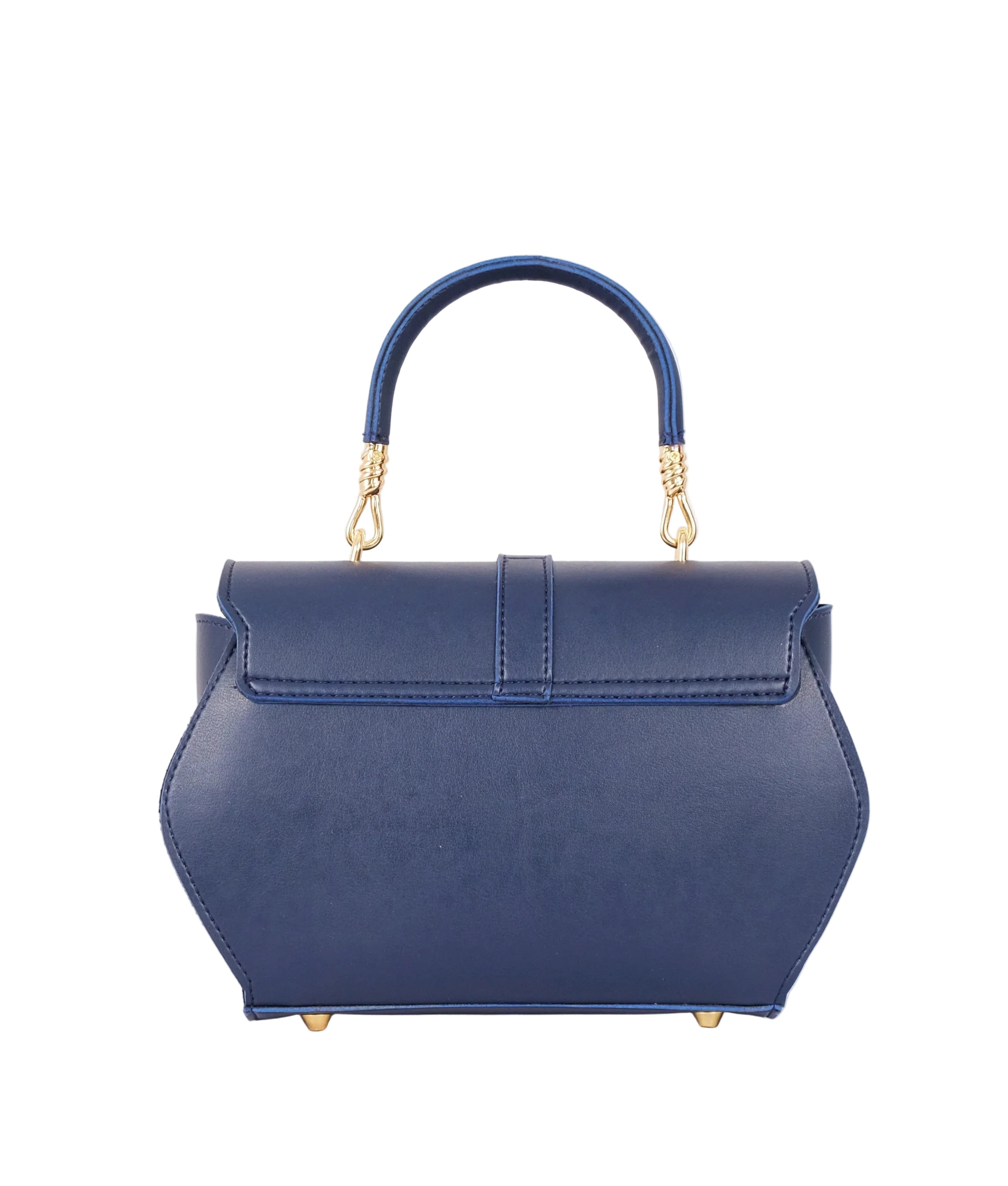Blue top-handle hexagon bag
